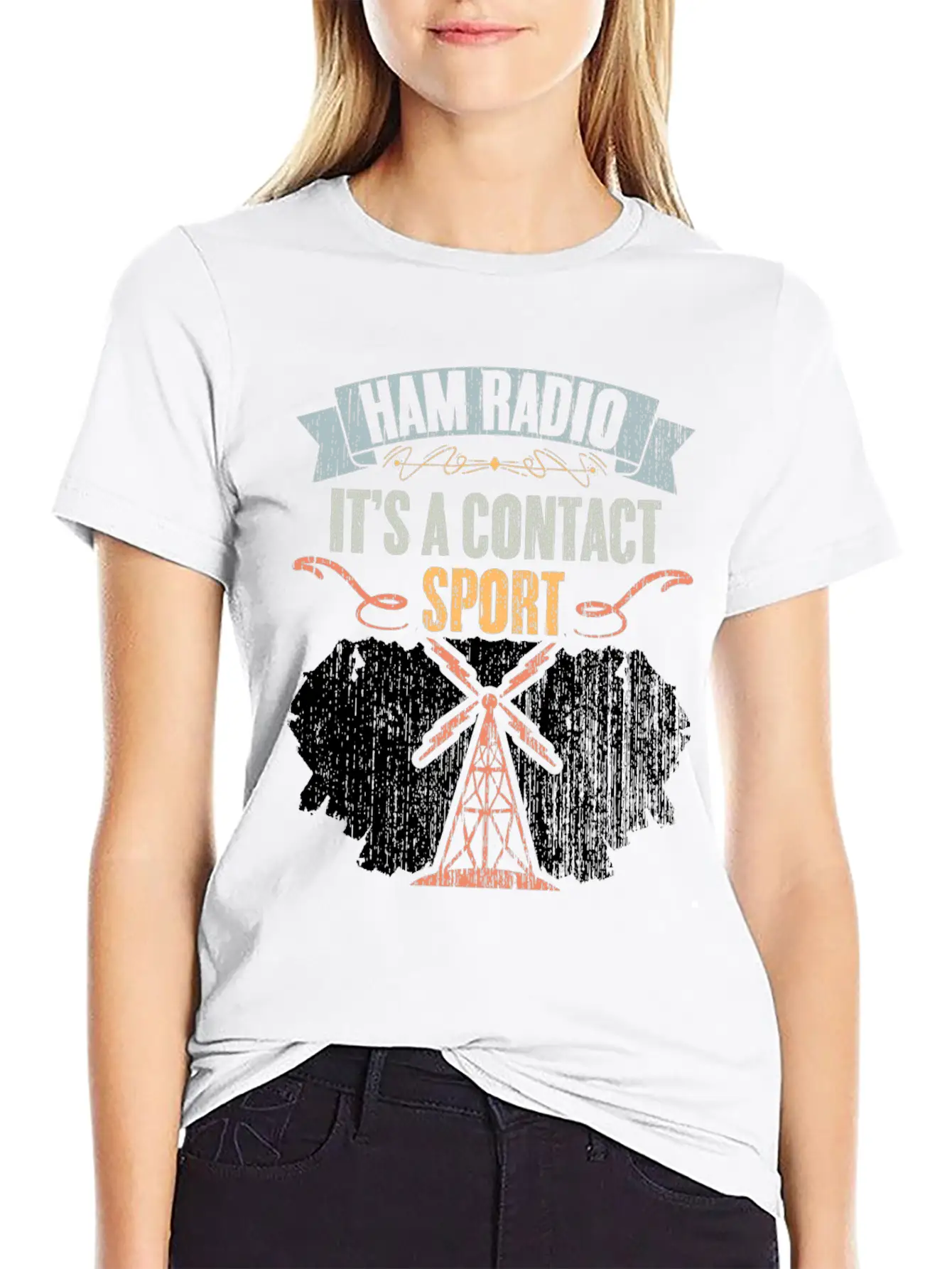 Retro Ham Radio It's A Contact Sport Amateur Radio Unisex Short Sleeve Soft Cotton T-Shirt – Casual Everyday Wear