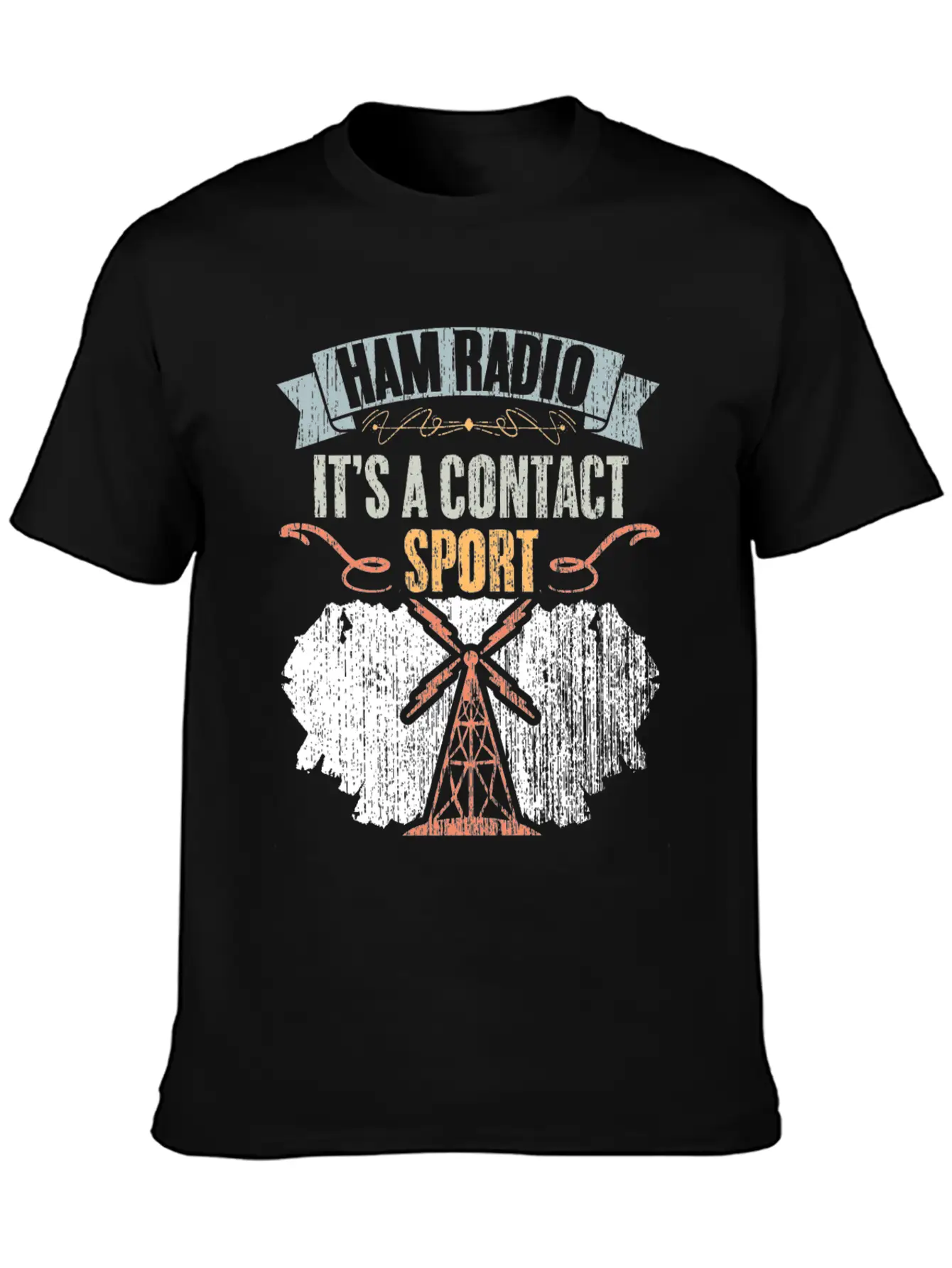 Retro Ham Radio It's A Contact Sport Amateur Radio Unisex Short Sleeve Soft Cotton T-Shirt – Casual Everyday Wear