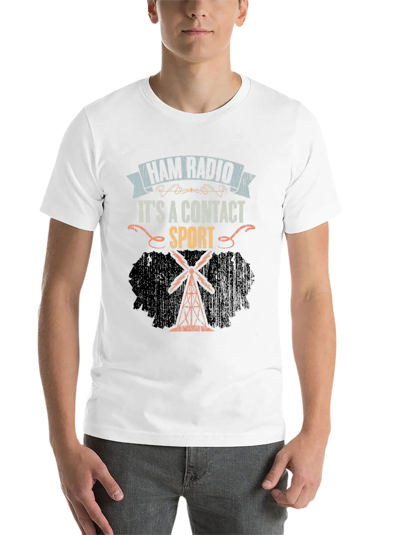 Retro Ham Radio It's A Contact Sport Amateur Radio Unisex Short Sleeve Soft Cotton T-Shirt – Casual Everyday Wear
