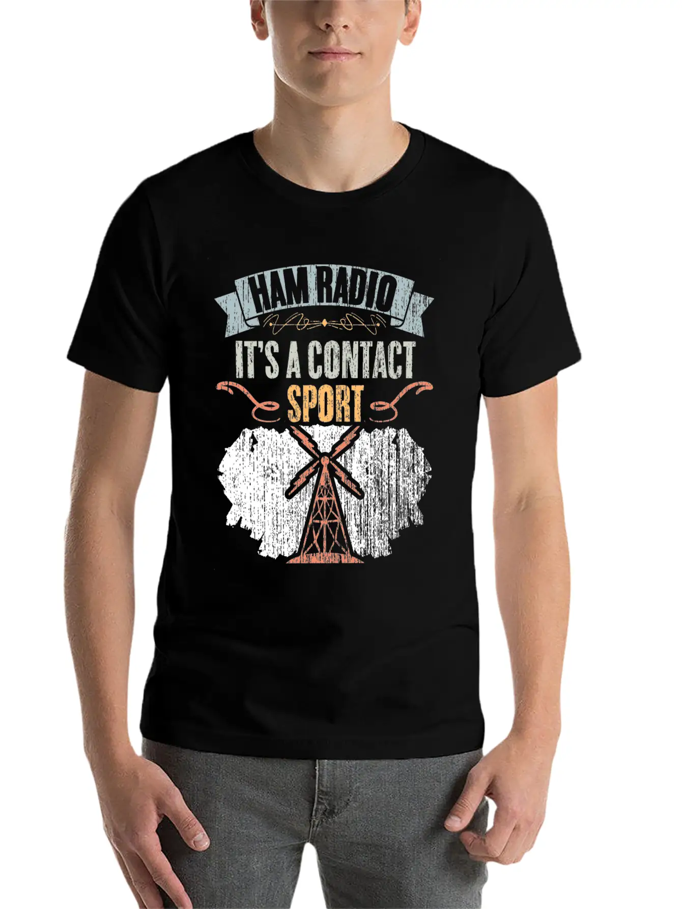 Retro Ham Radio It's A Contact Sport Amateur Radio Unisex Short Sleeve Soft Cotton T-Shirt – Casual Everyday Wear