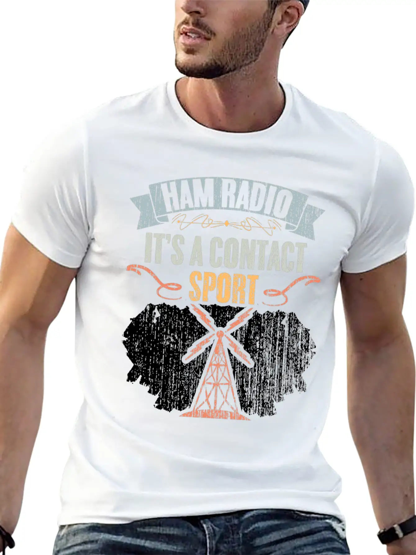 Retro Ham Radio It's A Contact Sport Amateur Radio Unisex Short Sleeve Soft Cotton T-Shirt – Casual Everyday Wear