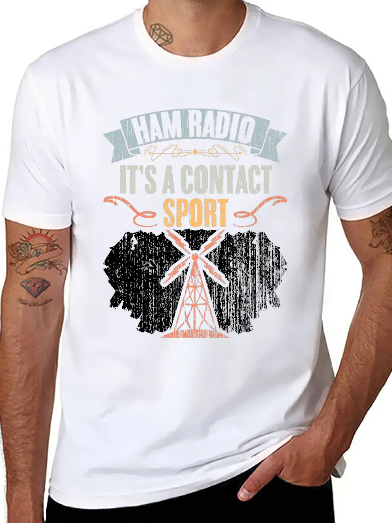 Retro Ham Radio It's A Contact Sport Amateur Radio Unisex Short Sleeve Soft Cotton T-Shirt – Casual Everyday Wear