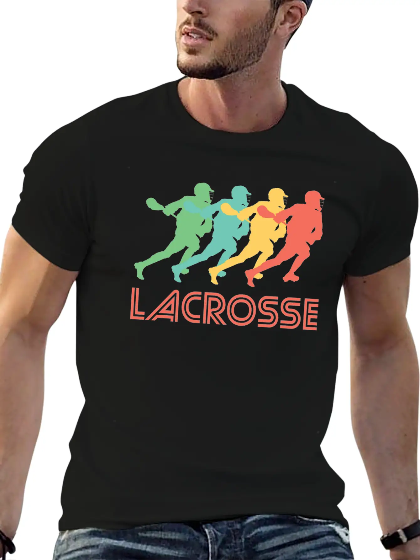 Retro Lacrosse Pop Art Unisex Short Sleeve Soft Cotton T-Shirt – Casual Everyday Wear
