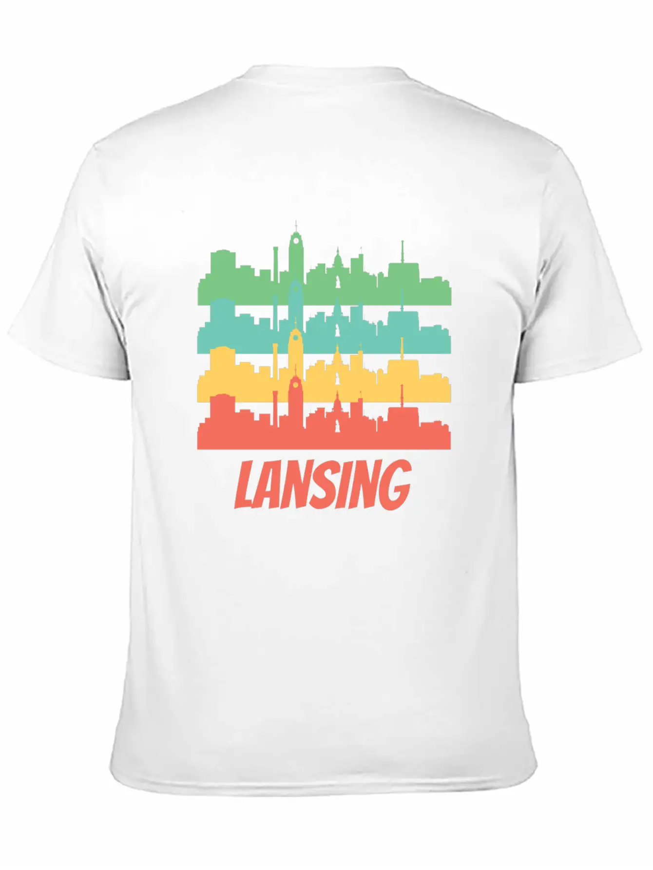 Retro Lansing MI Skyline Pop Art Essential Unisex Summer Tee – Soft Cotton Casual Fit