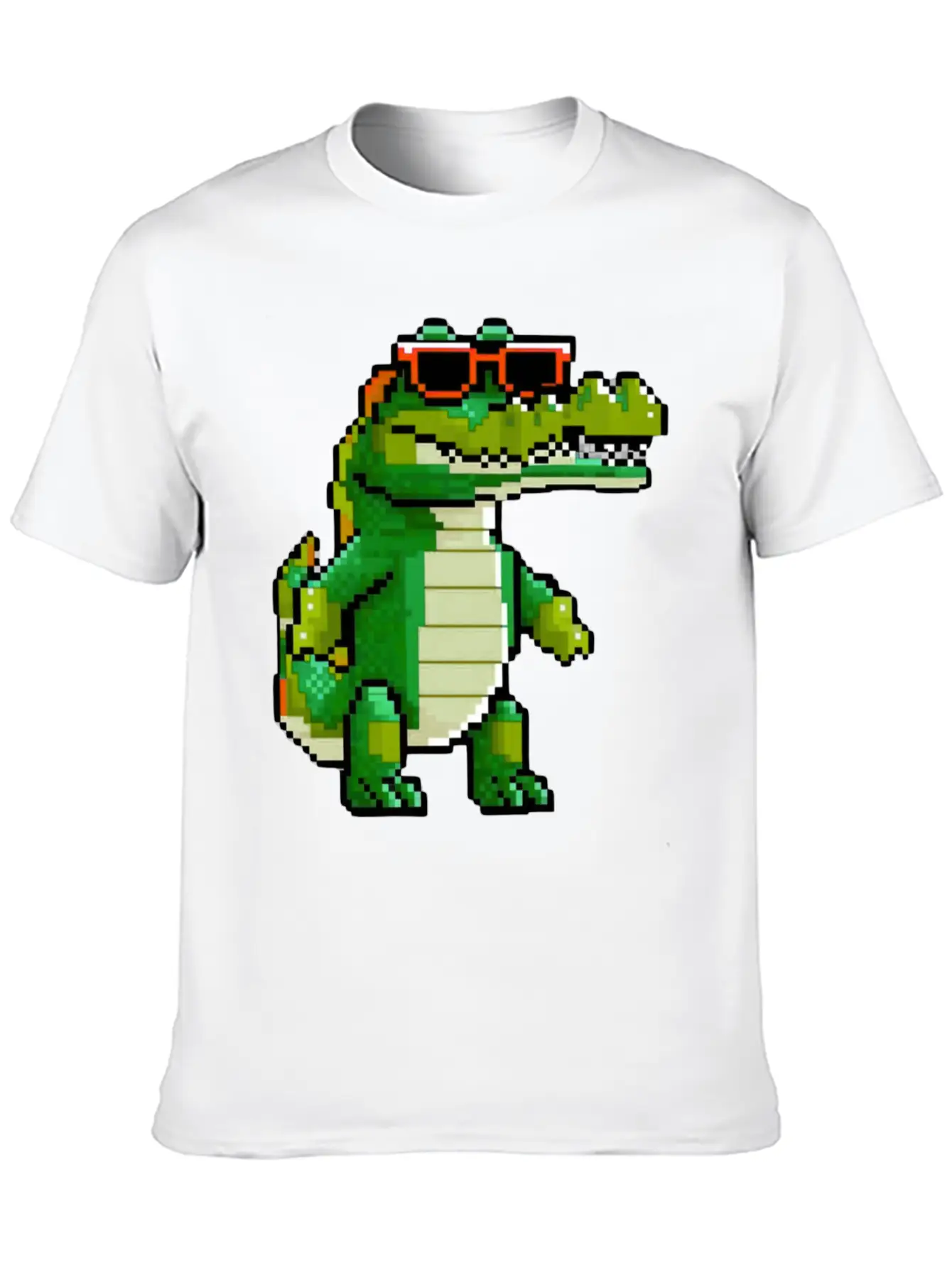 Retro Pixel Croc Basic Graphic T-Shirt – Daily Comfort In Soft Cotton