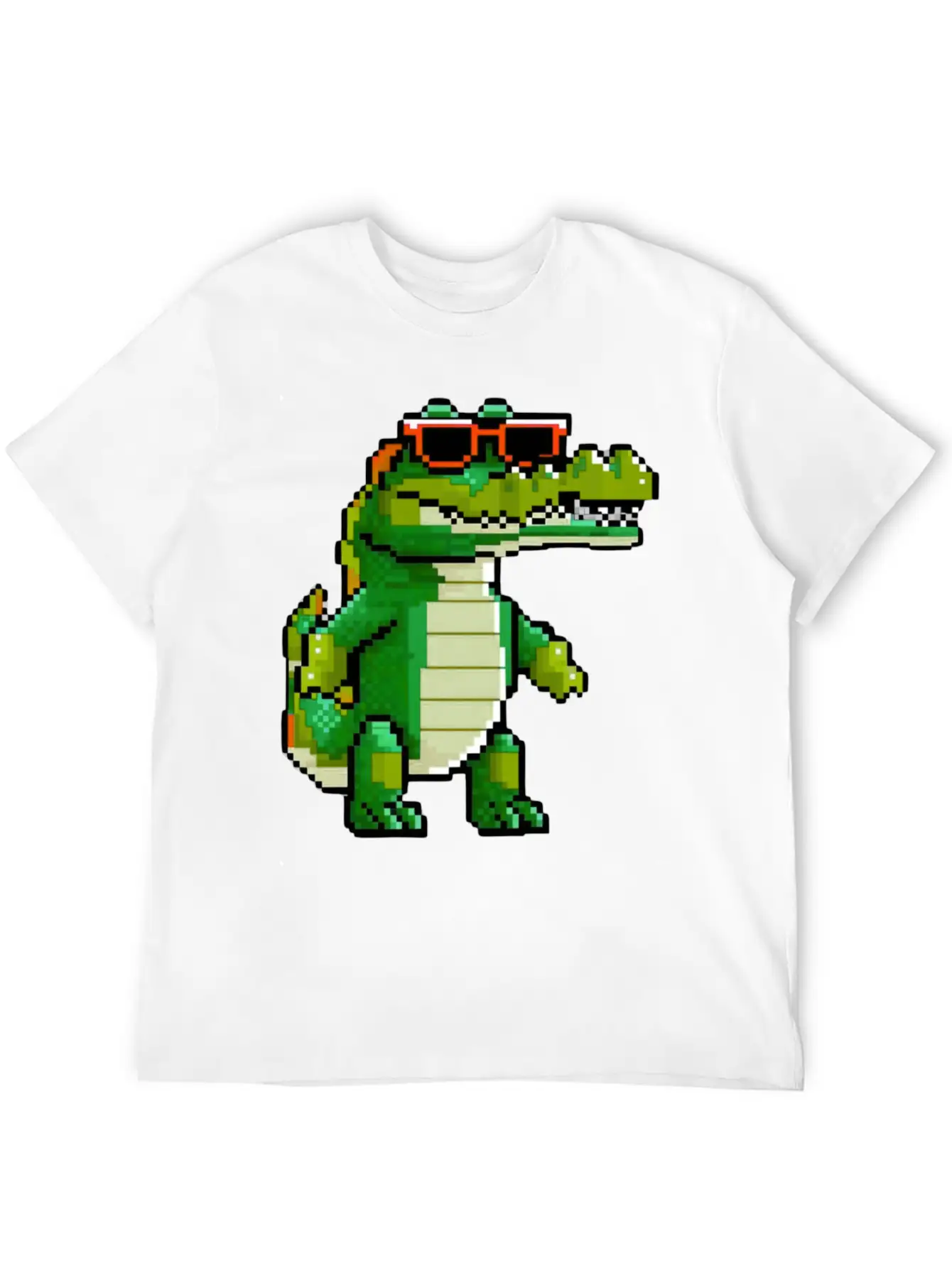 Retro Pixel Croc Basic Graphic T-Shirt – Daily Comfort In Soft Cotton