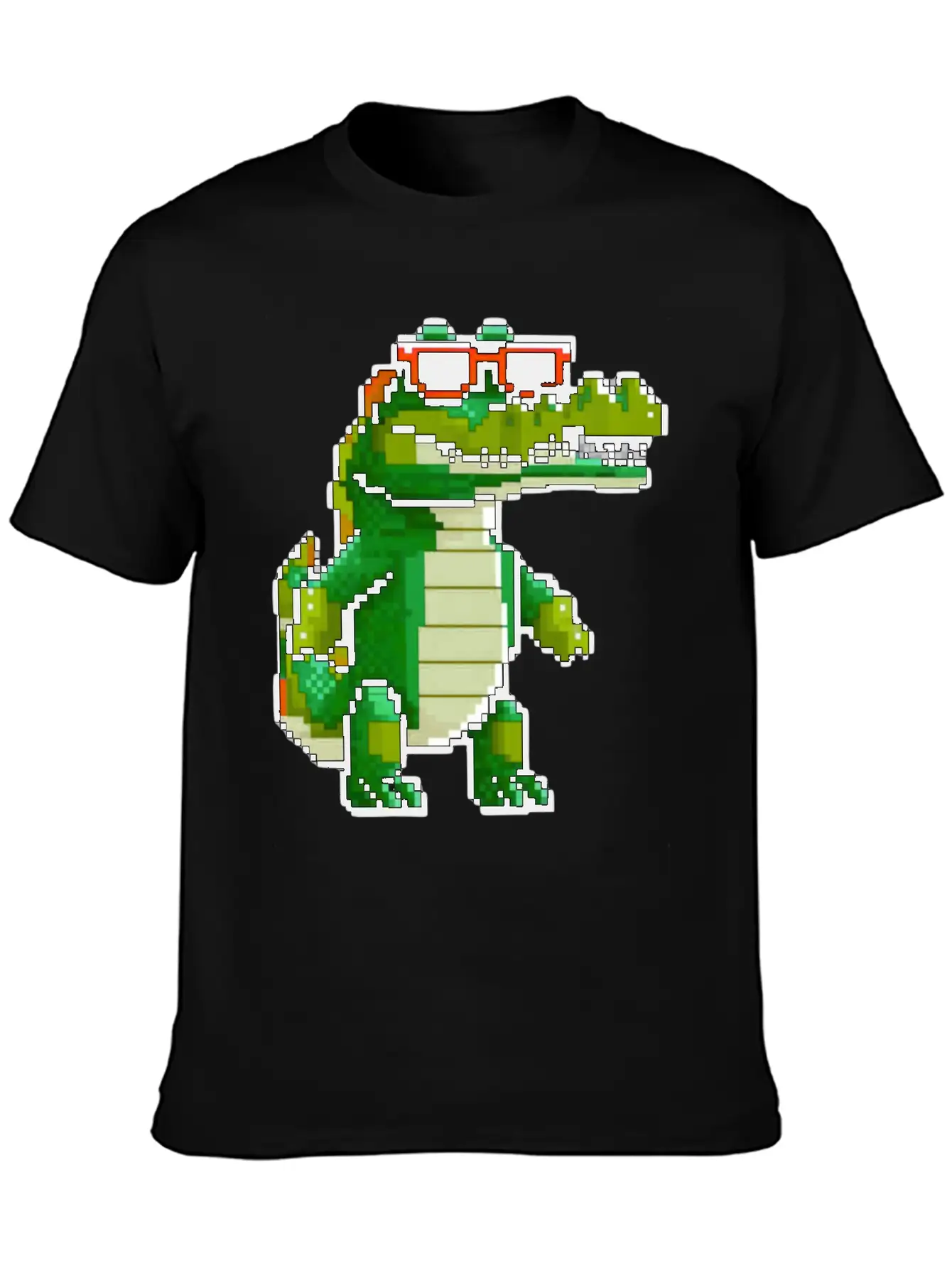 Retro Pixel Croc Basic Graphic T-Shirt – Daily Comfort In Soft Cotton