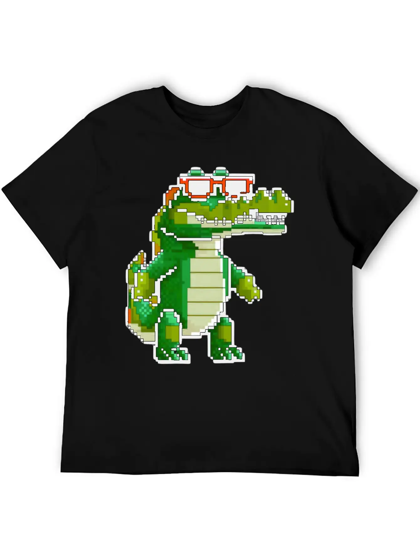 Retro Pixel Croc Basic Graphic T-Shirt – Daily Comfort In Soft Cotton