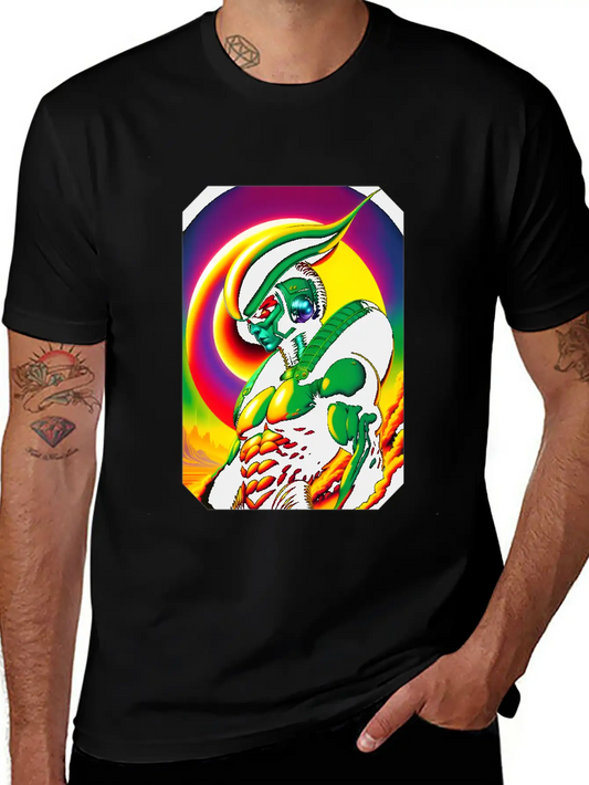Retro Sci-Fi Reptilian Design Shirt V7 Basic Graphic T-Shirt – Daily Comfort In Soft Cotton