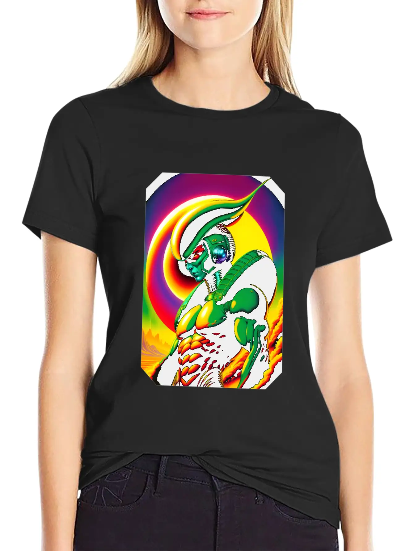 Retro Sci-Fi Reptilian Design Shirt V7 Basic Graphic T-Shirt – Daily Comfort In Soft Cotton