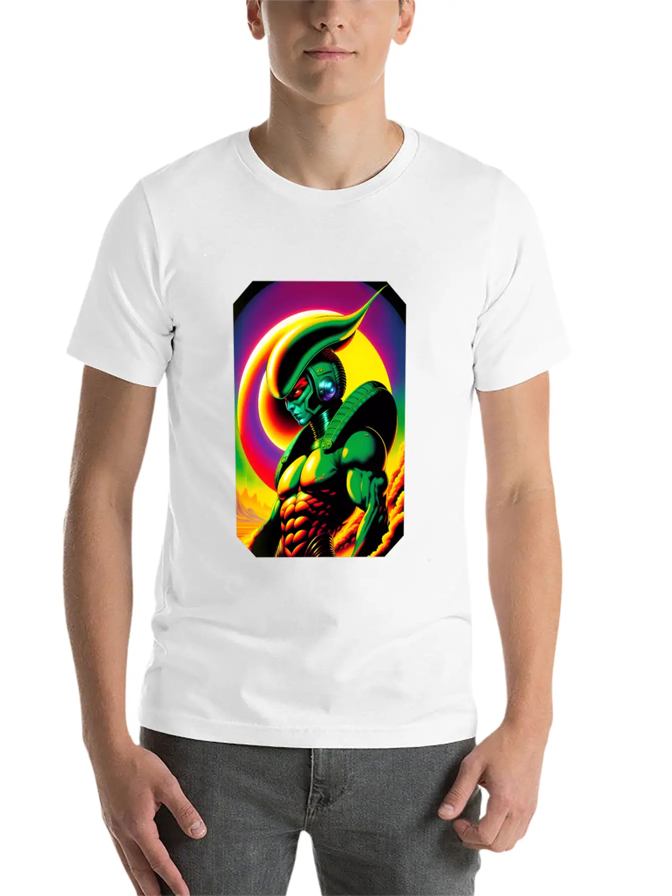 Retro Sci-Fi Reptilian Design Shirt V7 Basic Graphic T-Shirt – Daily Comfort In Soft Cotton