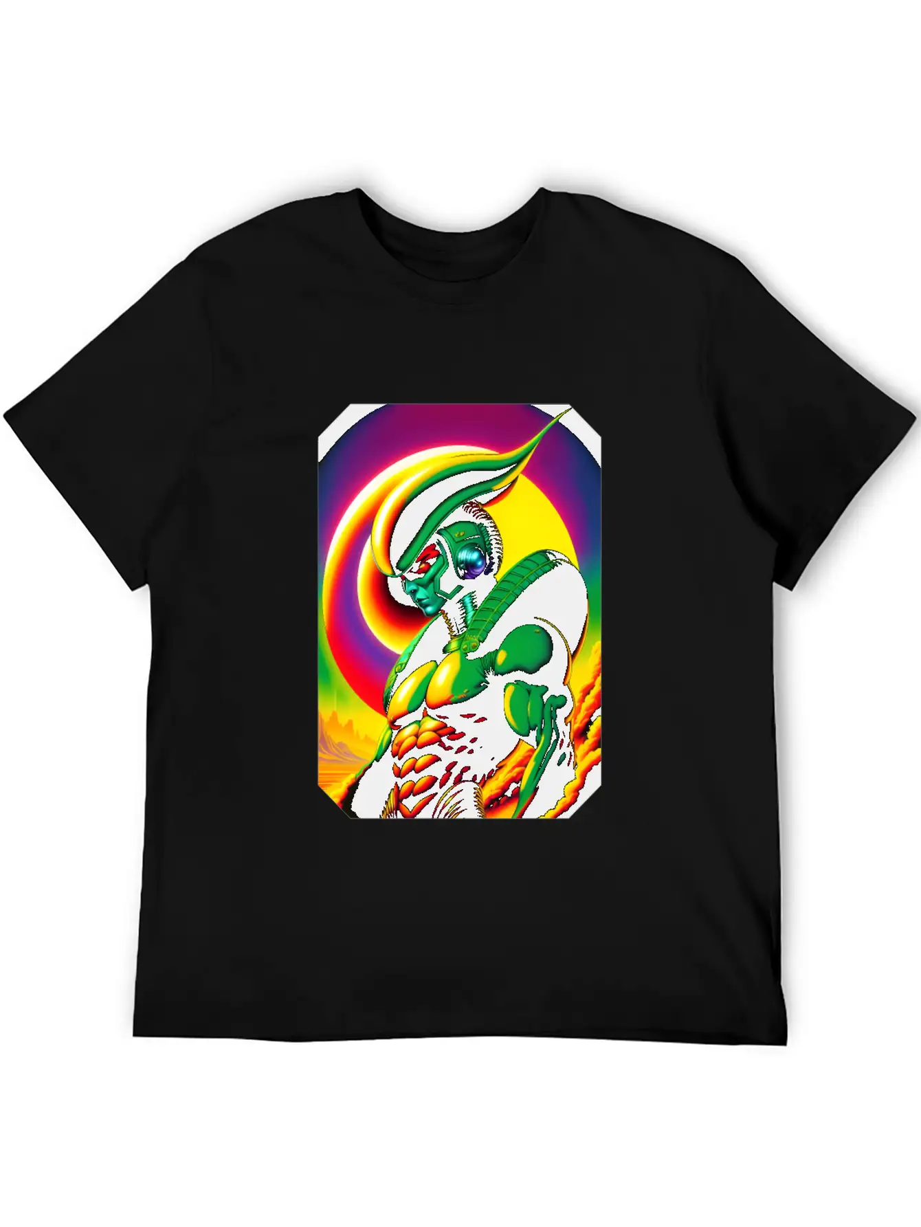 Retro Sci-Fi Reptilian Design Shirt V7 Basic Graphic T-Shirt – Daily Comfort In Soft Cotton