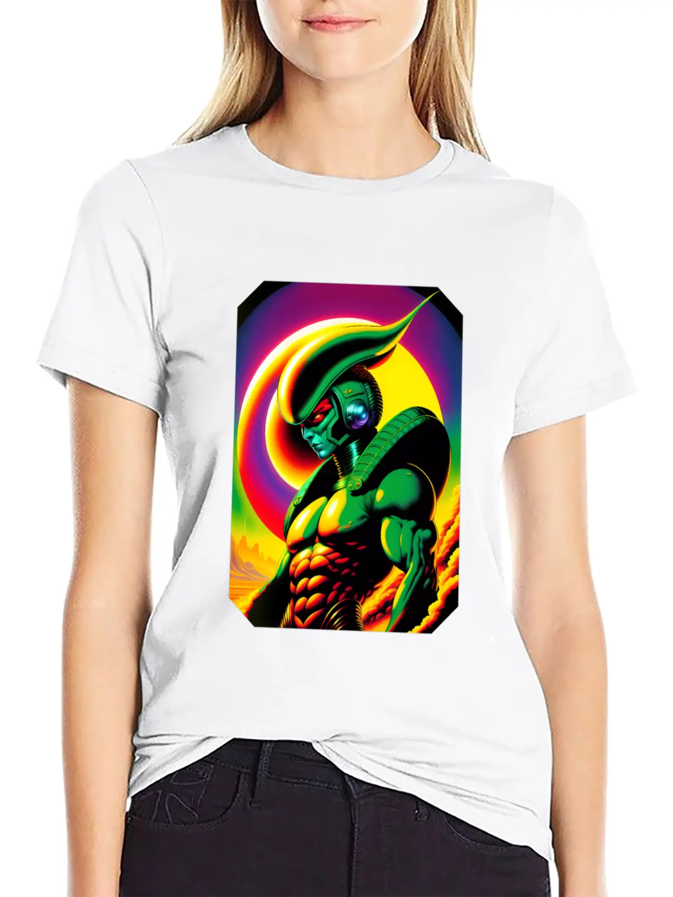 Retro Sci-Fi Reptilian Design Shirt V7 Basic Graphic T-Shirt – Daily Comfort In Soft Cotton