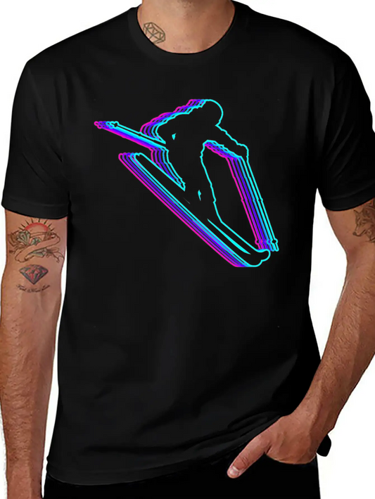 Retro Skiing Ski Skier Vaporwave Stylish Everyday T-Shirt – Unisex Basic Cotton Tee