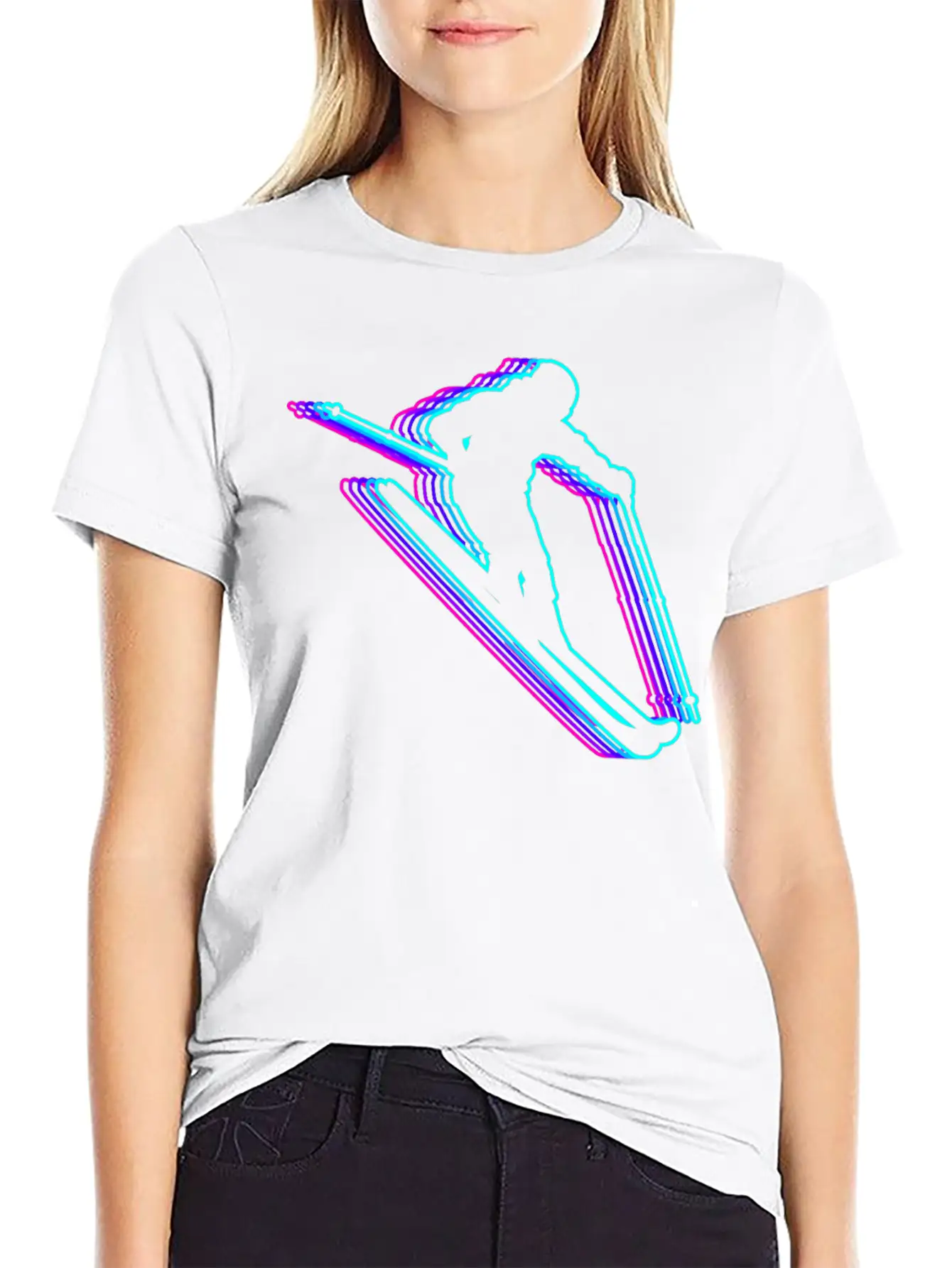 Retro Skiing Ski Skier Vaporwave Stylish Everyday T-Shirt – Unisex Basic Cotton Tee