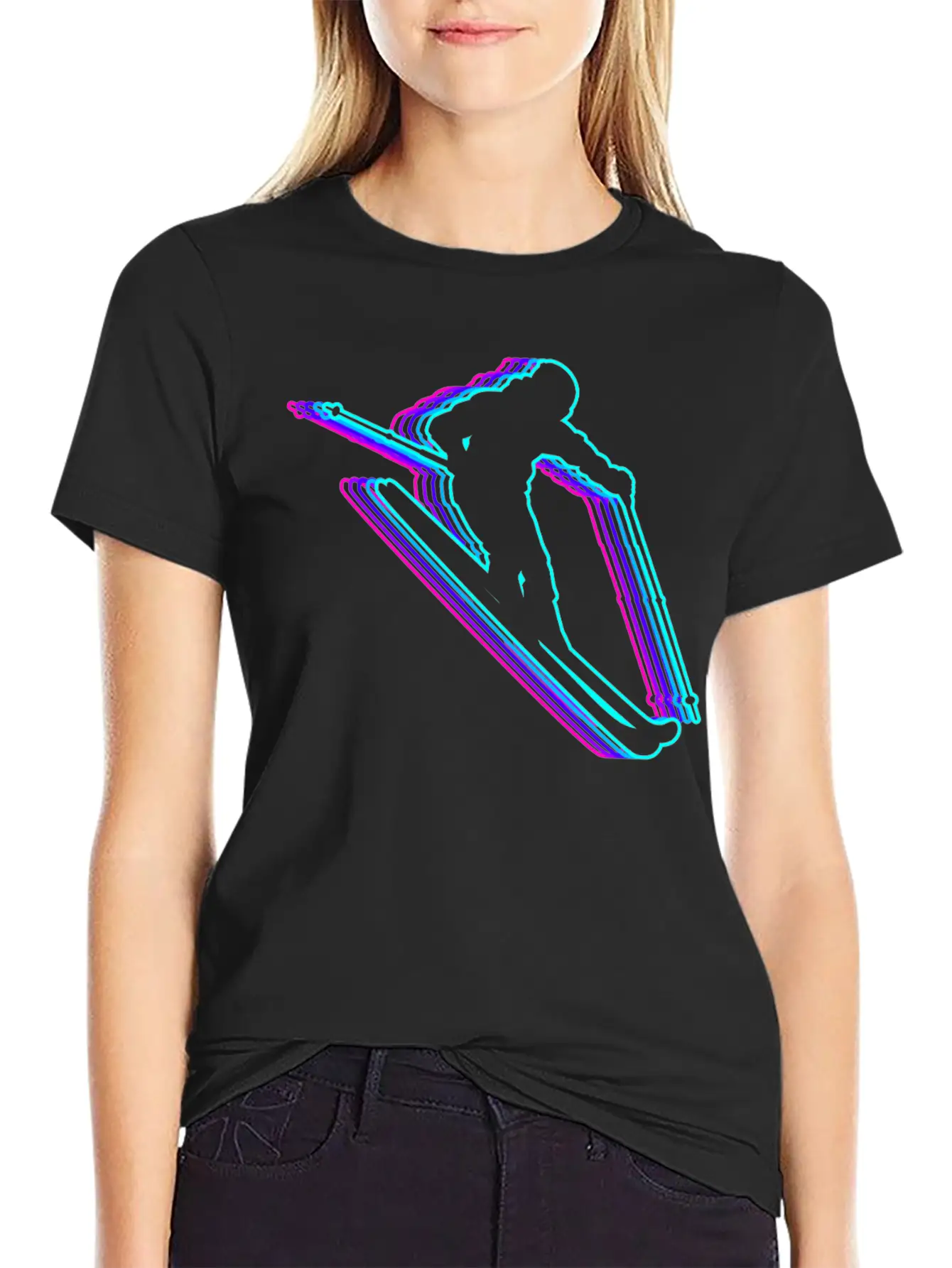 Retro Skiing Ski Skier Vaporwave Stylish Everyday T-Shirt – Unisex Basic Cotton Tee