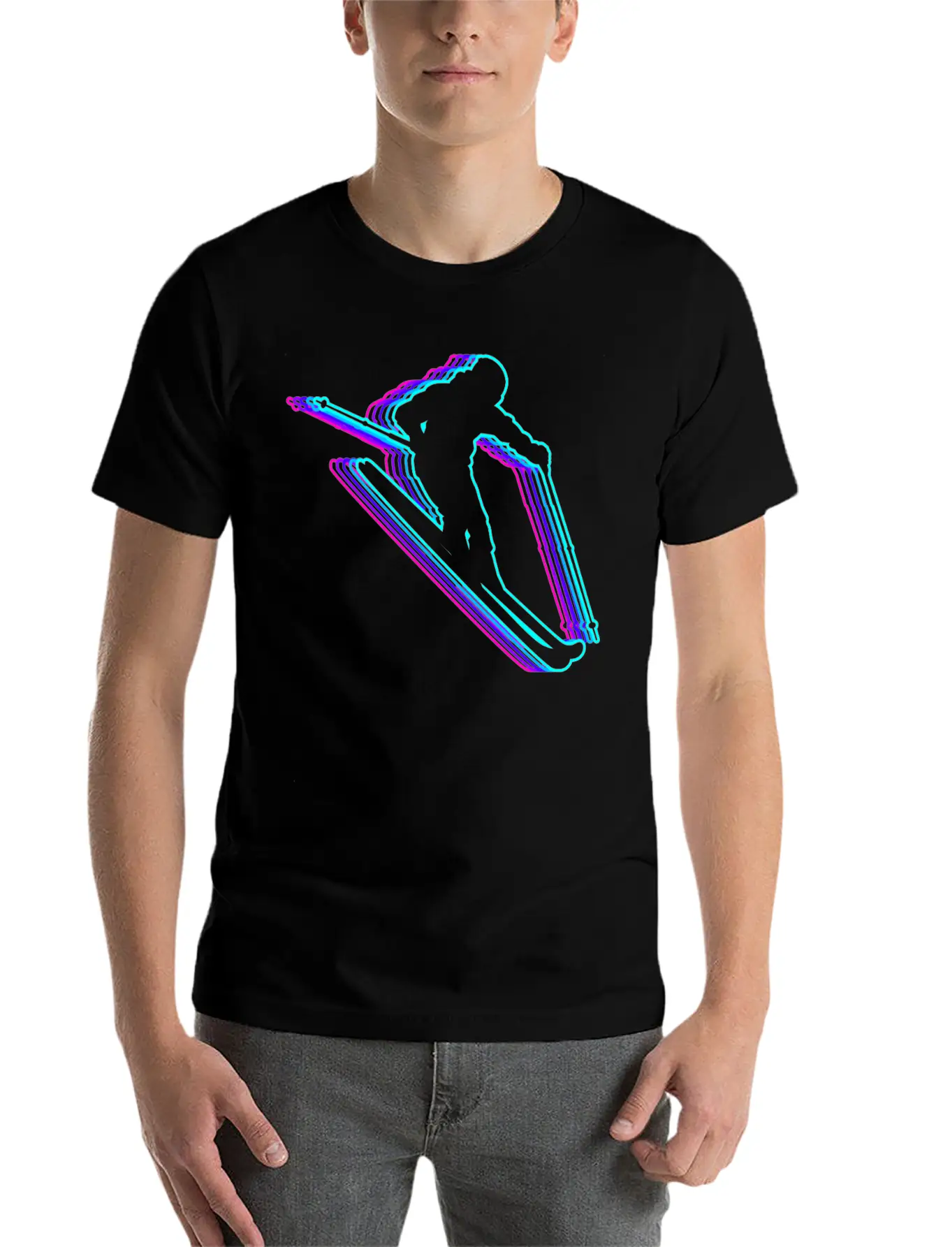 Retro Skiing Ski Skier Vaporwave Stylish Everyday T-Shirt – Unisex Basic Cotton Tee