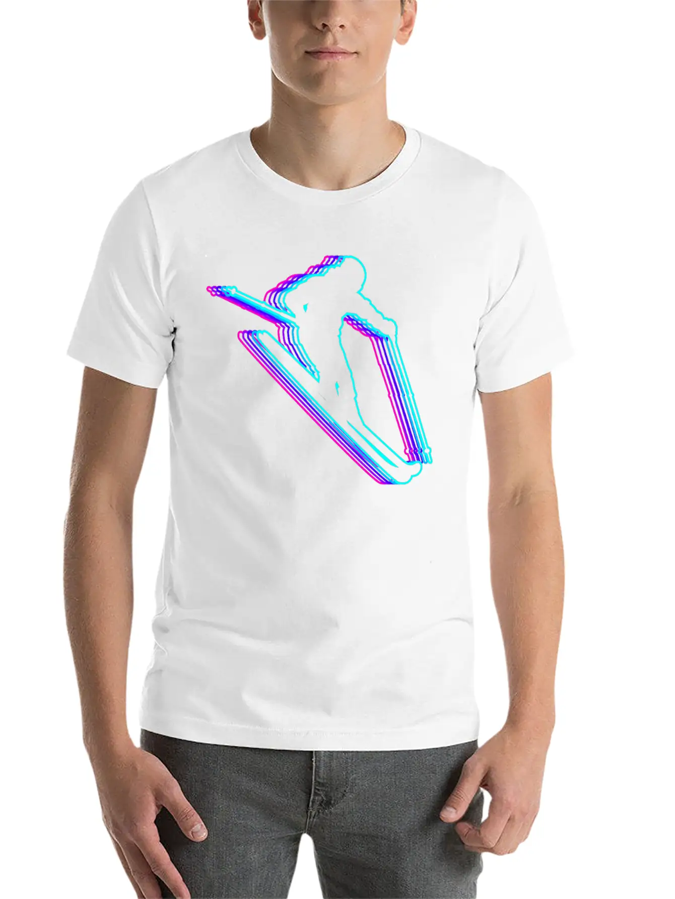 Retro Skiing Ski Skier Vaporwave Stylish Everyday T-Shirt – Unisex Basic Cotton Tee