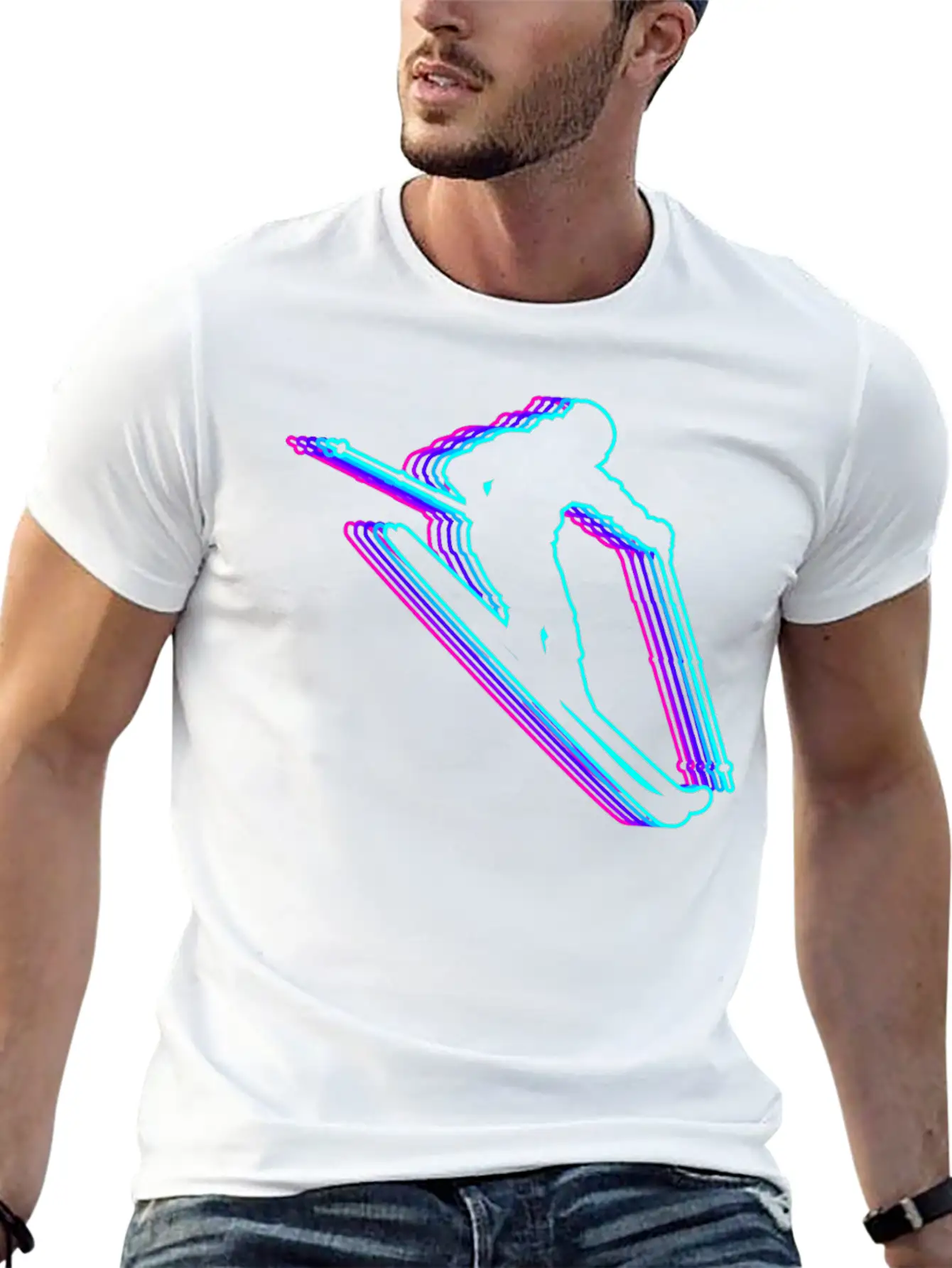 Retro Skiing Ski Skier Vaporwave Stylish Everyday T-Shirt – Unisex Basic Cotton Tee
