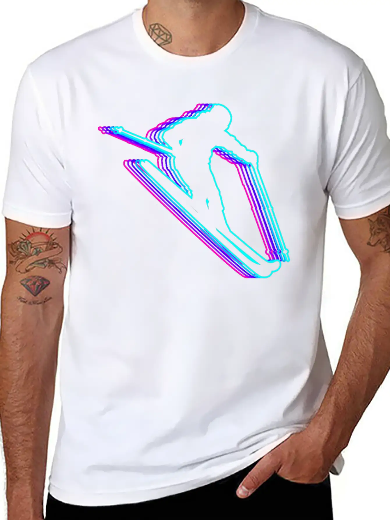 Retro Skiing Ski Skier Vaporwave Stylish Everyday T-Shirt – Unisex Basic Cotton Tee