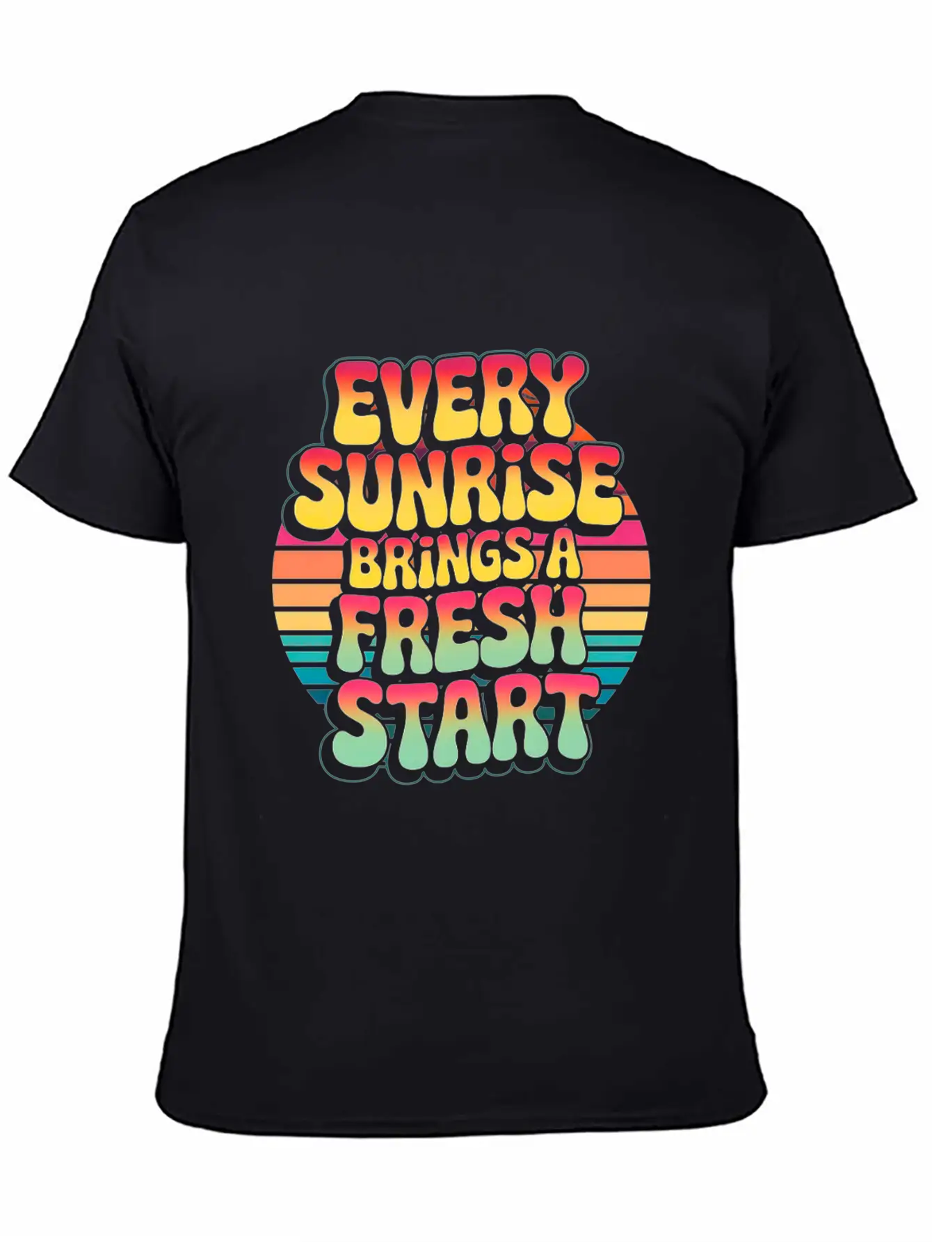 Retro Sunrise Fresh Start Quote Design Essential Unisex Summer Tee – Soft Cotton Casual Fit