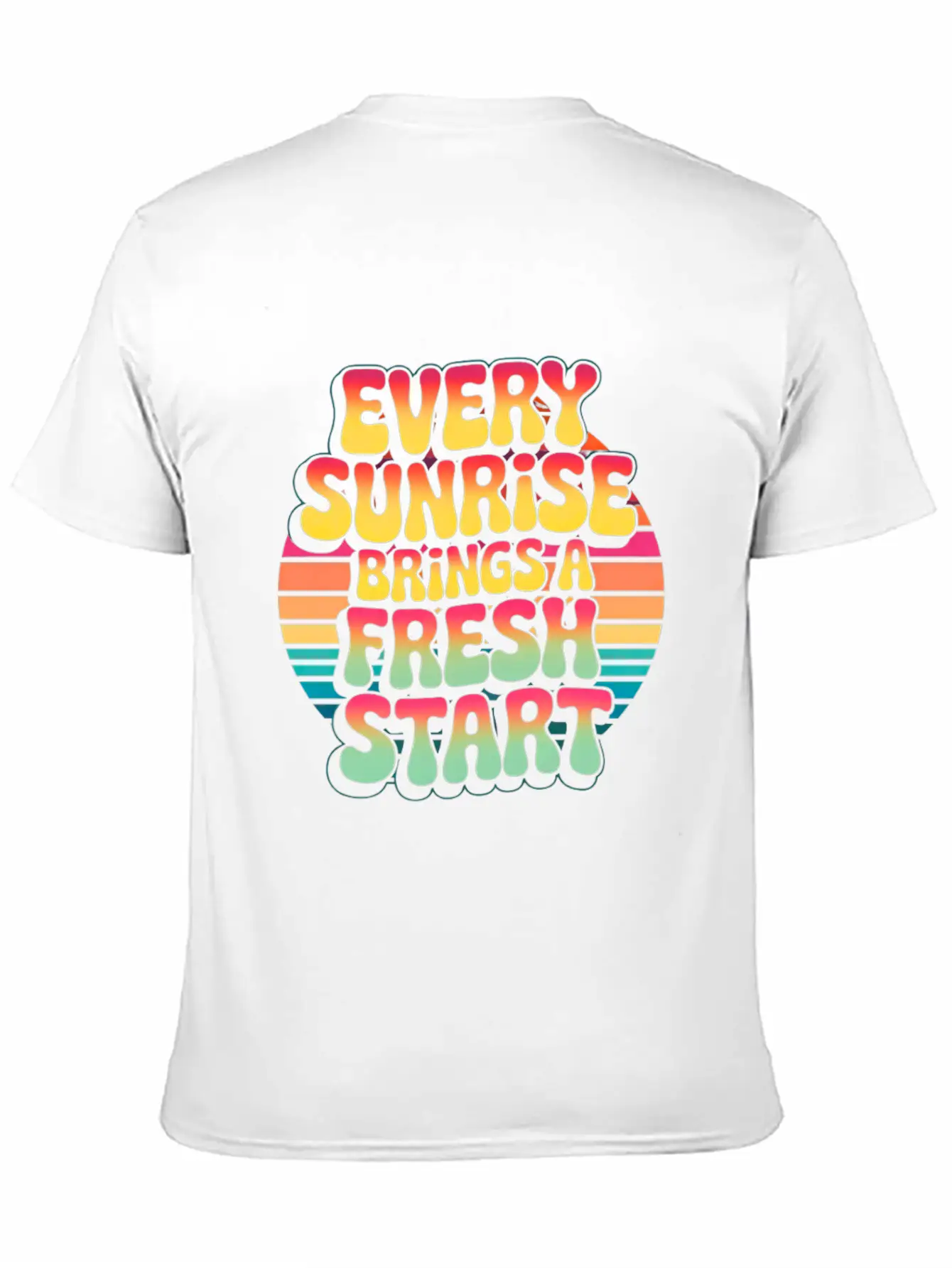 Retro Sunrise Fresh Start Quote Design Essential Unisex Summer Tee – Soft Cotton Casual Fit