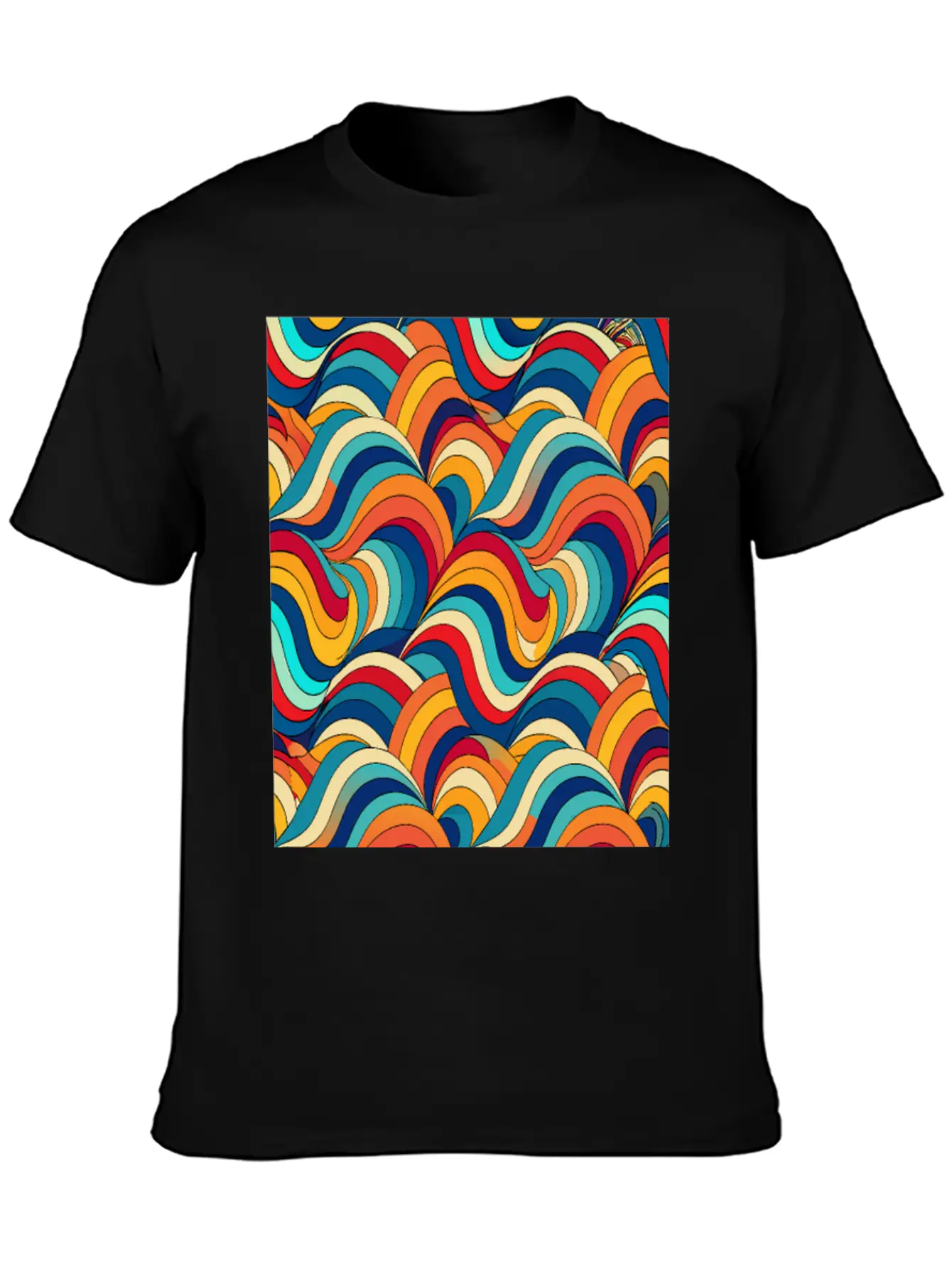Retro Wave: Psychedelic Harmony Essential Unisex Summer Tee – Soft Cotton Casual Fit