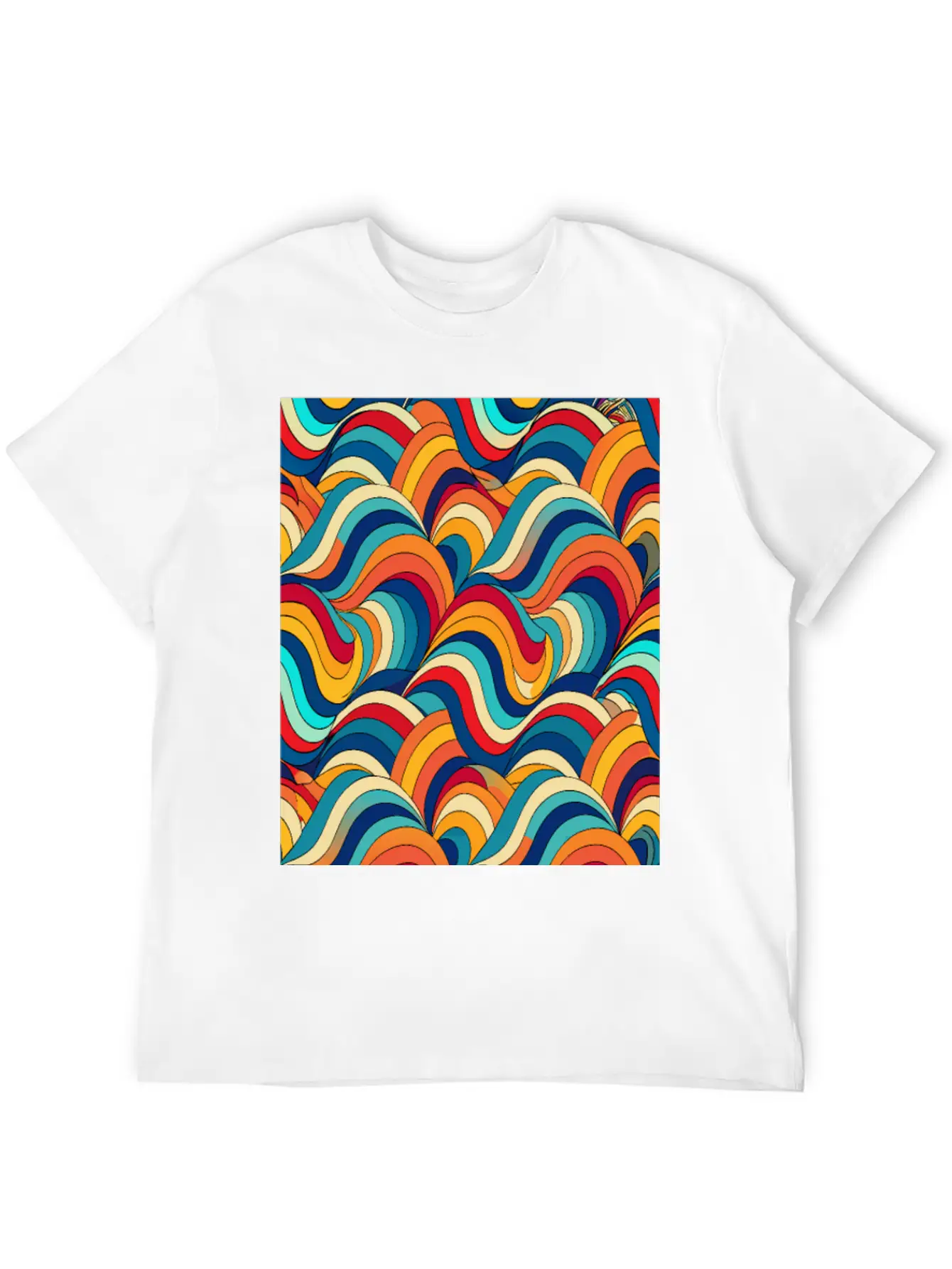 Retro Wave: Psychedelic Harmony Essential Unisex Summer Tee – Soft Cotton Casual Fit