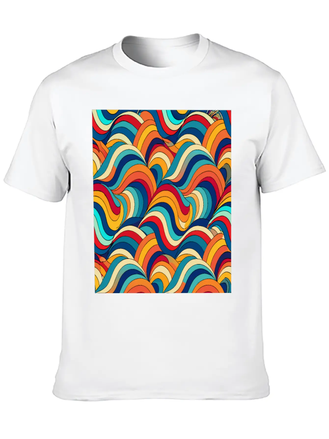 Retro Wave: Psychedelic Harmony Essential Unisex Summer Tee – Soft Cotton Casual Fit