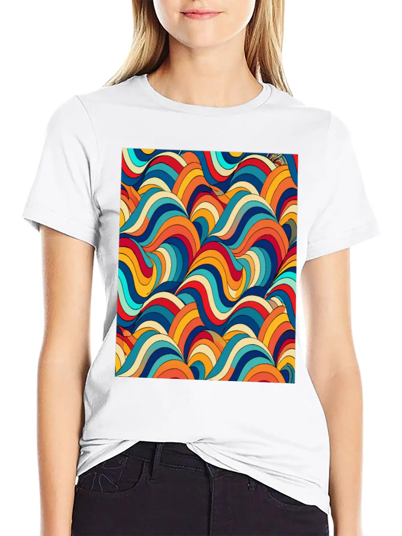 Retro Wave: Psychedelic Harmony Essential Unisex Summer Tee – Soft Cotton Casual Fit