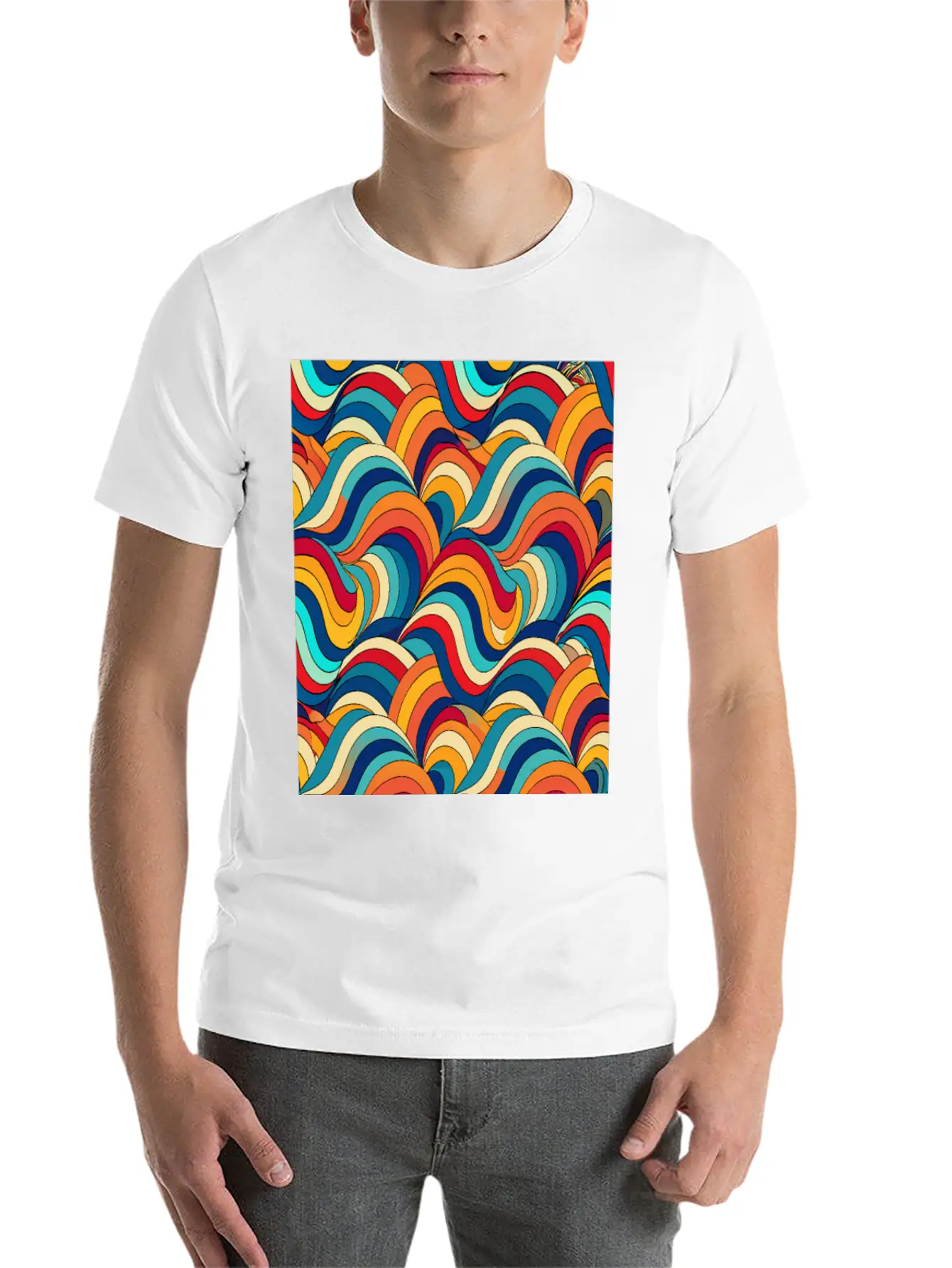 Retro Wave: Psychedelic Harmony Essential Unisex Summer Tee – Soft Cotton Casual Fit