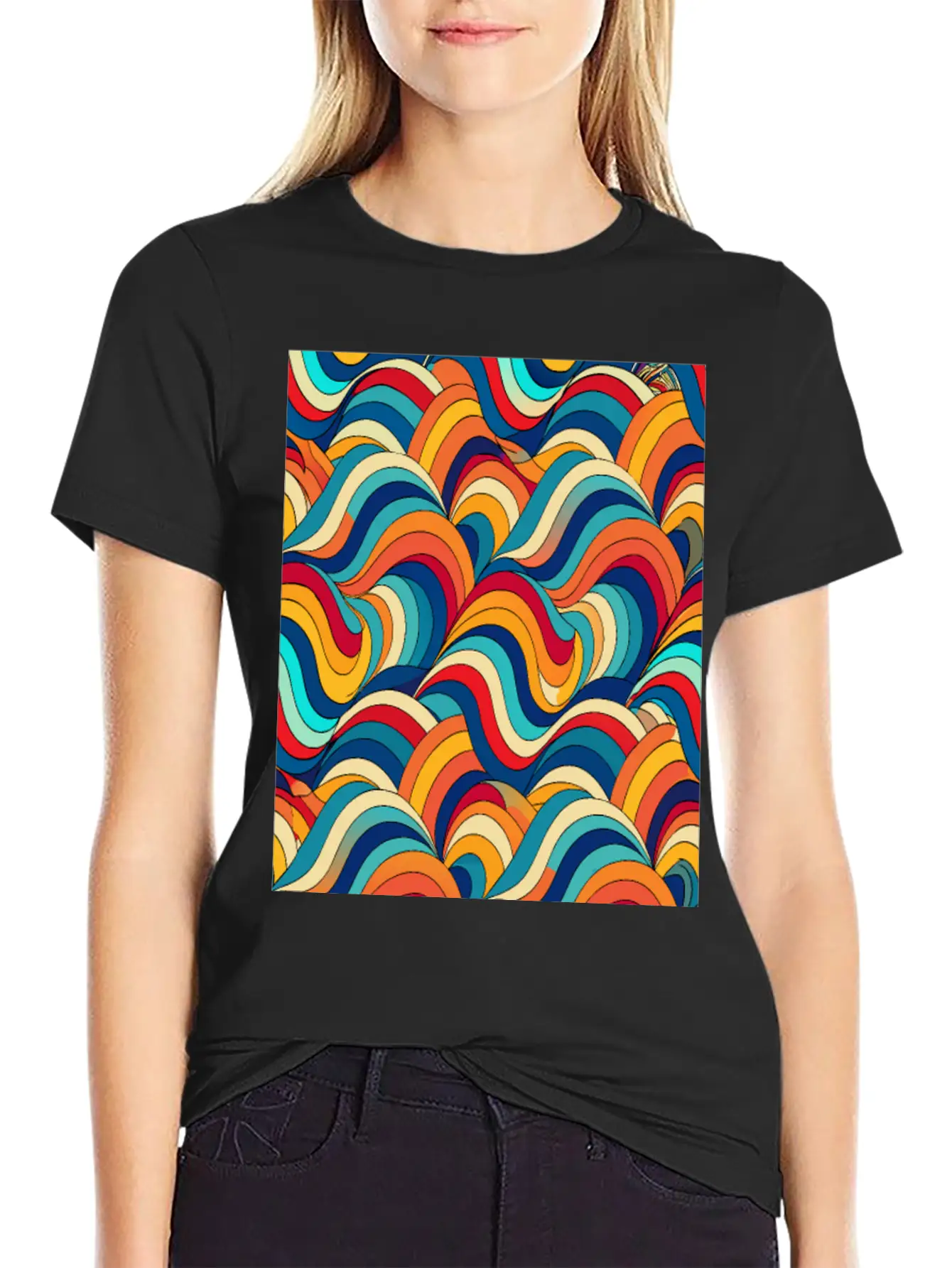 Retro Wave: Psychedelic Harmony Essential Unisex Summer Tee – Soft Cotton Casual Fit