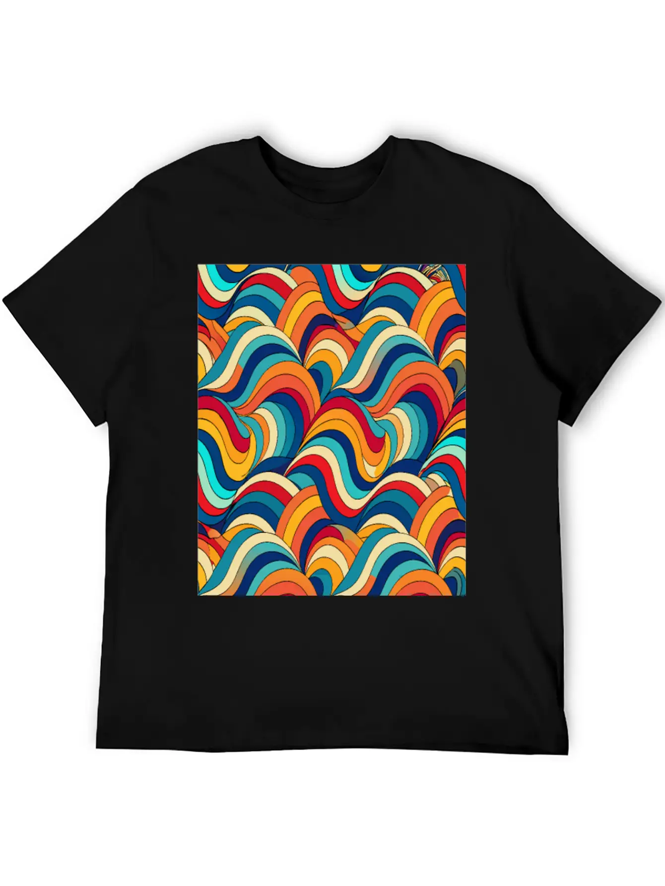 Retro Wave: Psychedelic Harmony Essential Unisex Summer Tee – Soft Cotton Casual Fit