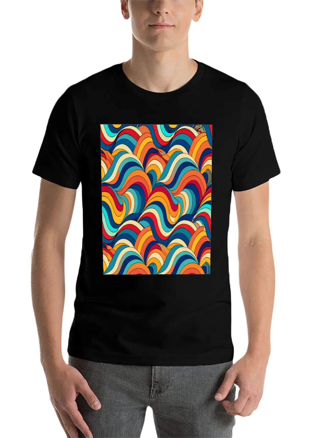 Retro Wave: Psychedelic Harmony Essential Unisex Summer Tee – Soft Cotton Casual Fit