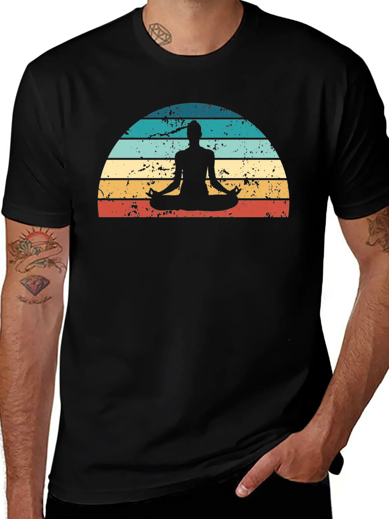 Retro Yoga Sunset Vintage Meditation Sunrise Unisex Short Sleeve Soft Cotton T-Shirt – Casual Everyday Wear