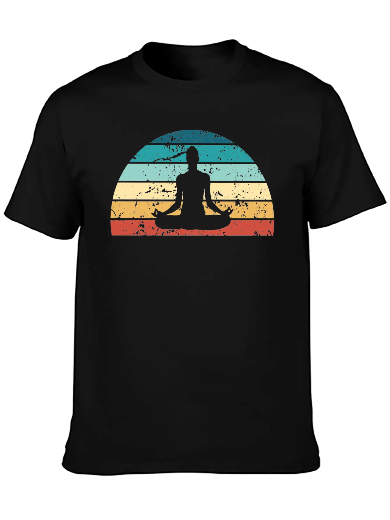 Retro Yoga Sunset Vintage Meditation Sunrise Unisex Short Sleeve Soft Cotton T-Shirt – Casual Everyday Wear