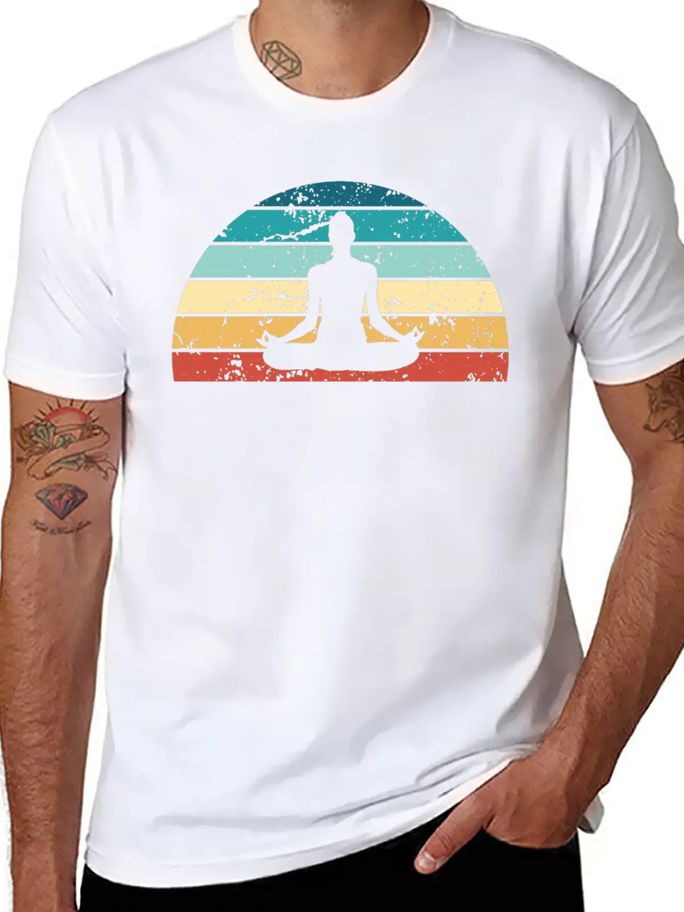Retro Yoga Sunset Vintage Meditation Sunrise Unisex Short Sleeve Soft Cotton T-Shirt – Casual Everyday Wear
