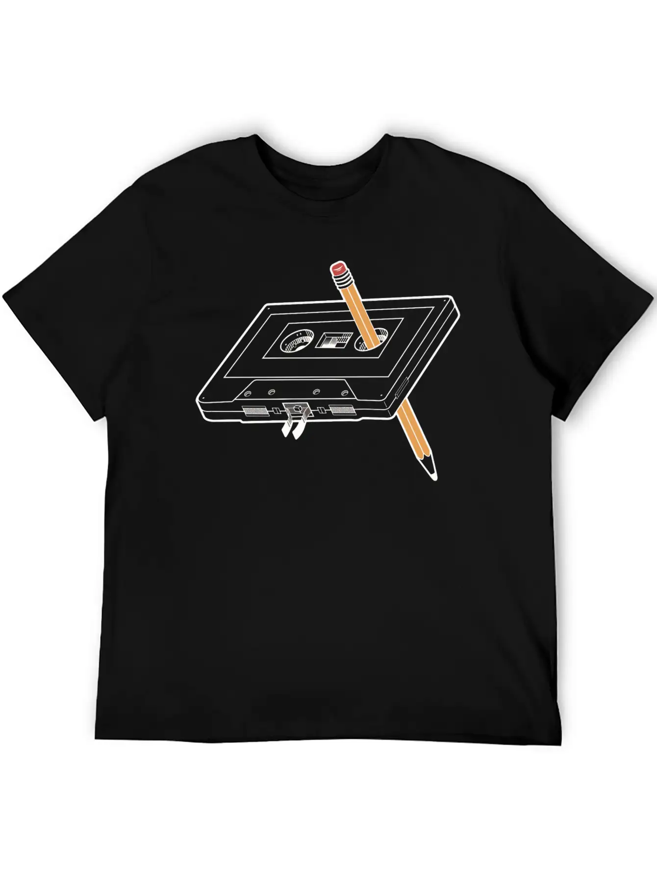 Rewind Cassette Pencil 90s Humor Unisex Casual T-Shirt – Clean Design For Daily Comfort