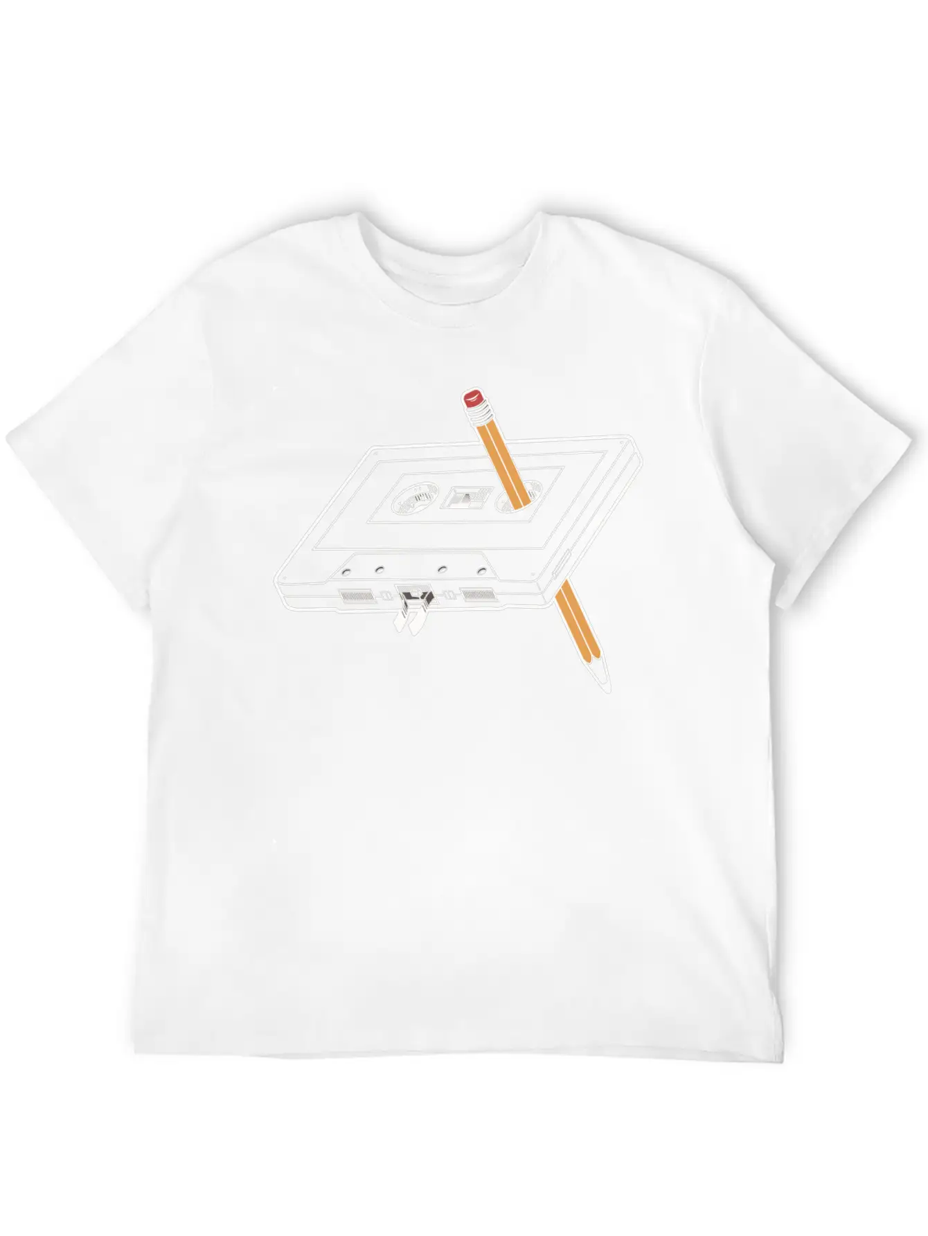 Rewind Cassette Pencil 90s Humor Unisex Casual T-Shirt – Clean Design For Daily Comfort