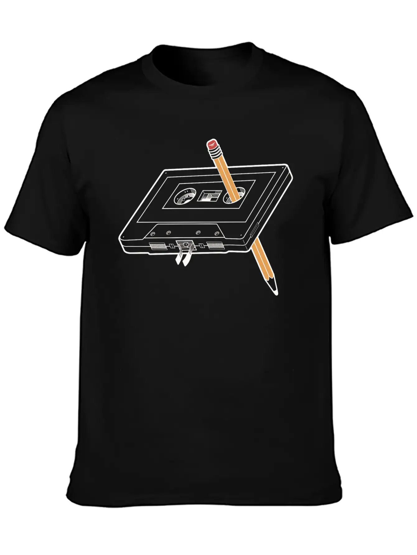 Rewind Cassette Pencil 90s Humor Unisex Casual T-Shirt – Clean Design For Daily Comfort
