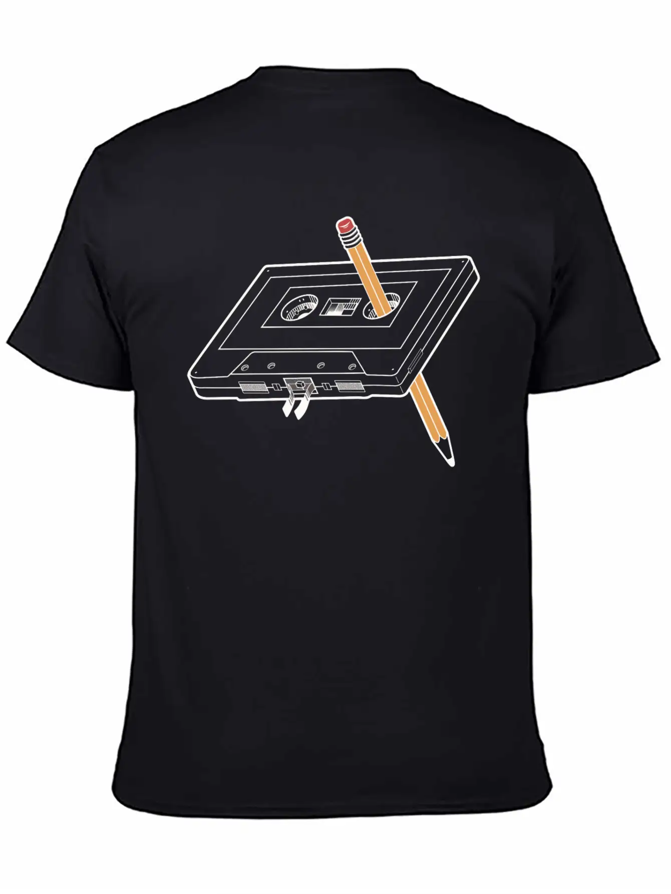 Rewind Cassette Pencil 90s Humor Unisex Casual T-Shirt – Clean Design For Daily Comfort