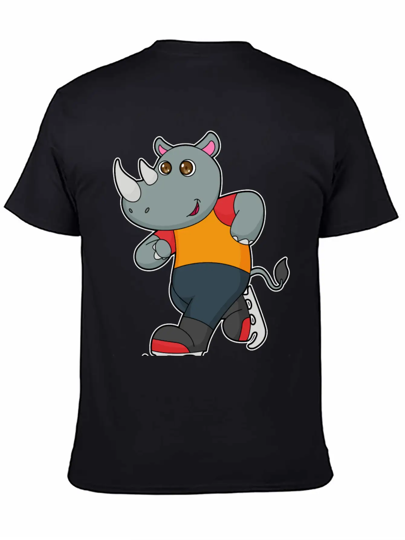 Rhino At Ice Skating With Ice Skates Basic Graphic T-Shirt – Daily Comfort In Soft Cotton