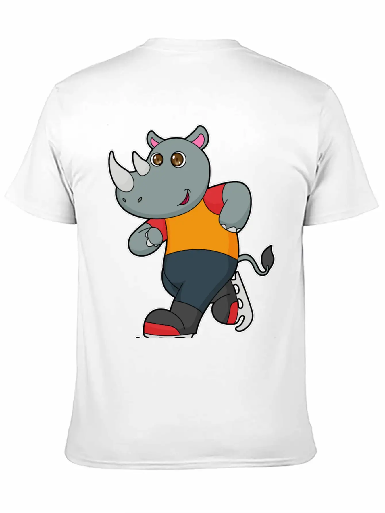 Rhino At Ice Skating With Ice Skates Basic Graphic T-Shirt – Daily Comfort In Soft Cotton