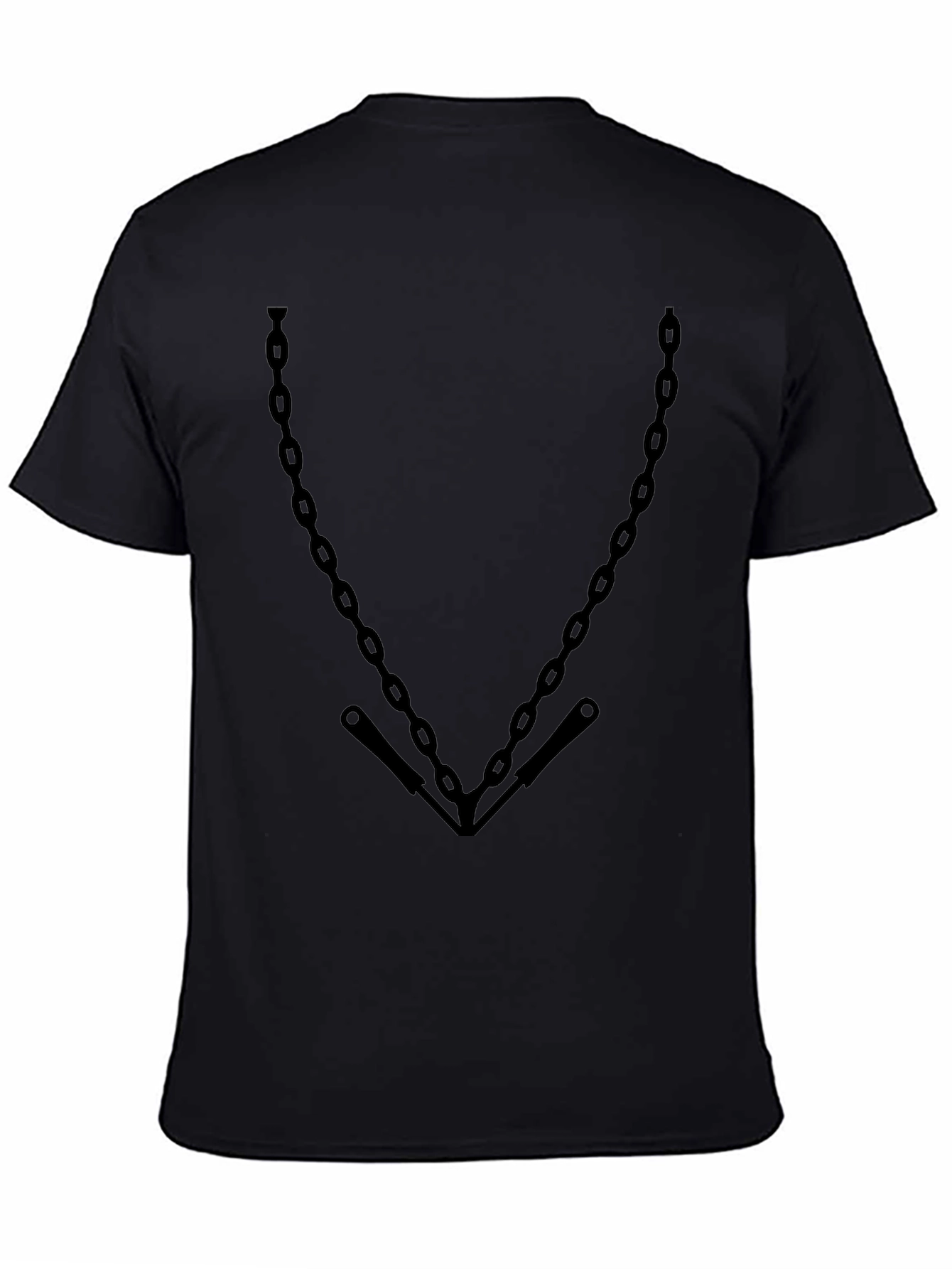 Mens Black Chain Print Graphic Tee