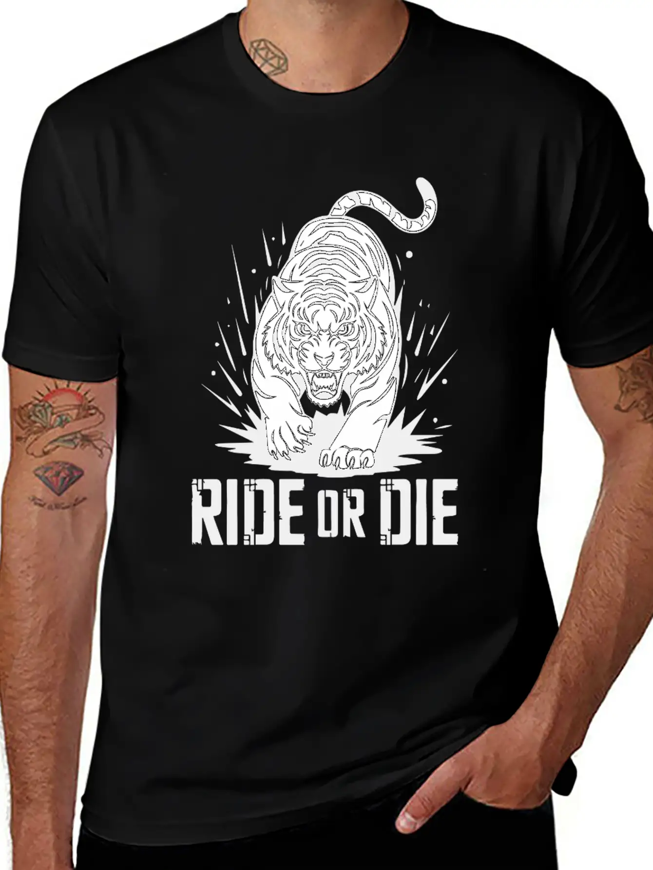 Ride Or Die Tiger: Fearless And Untamed Basic Graphic T-Shirt – Daily Comfort In Soft Cotton