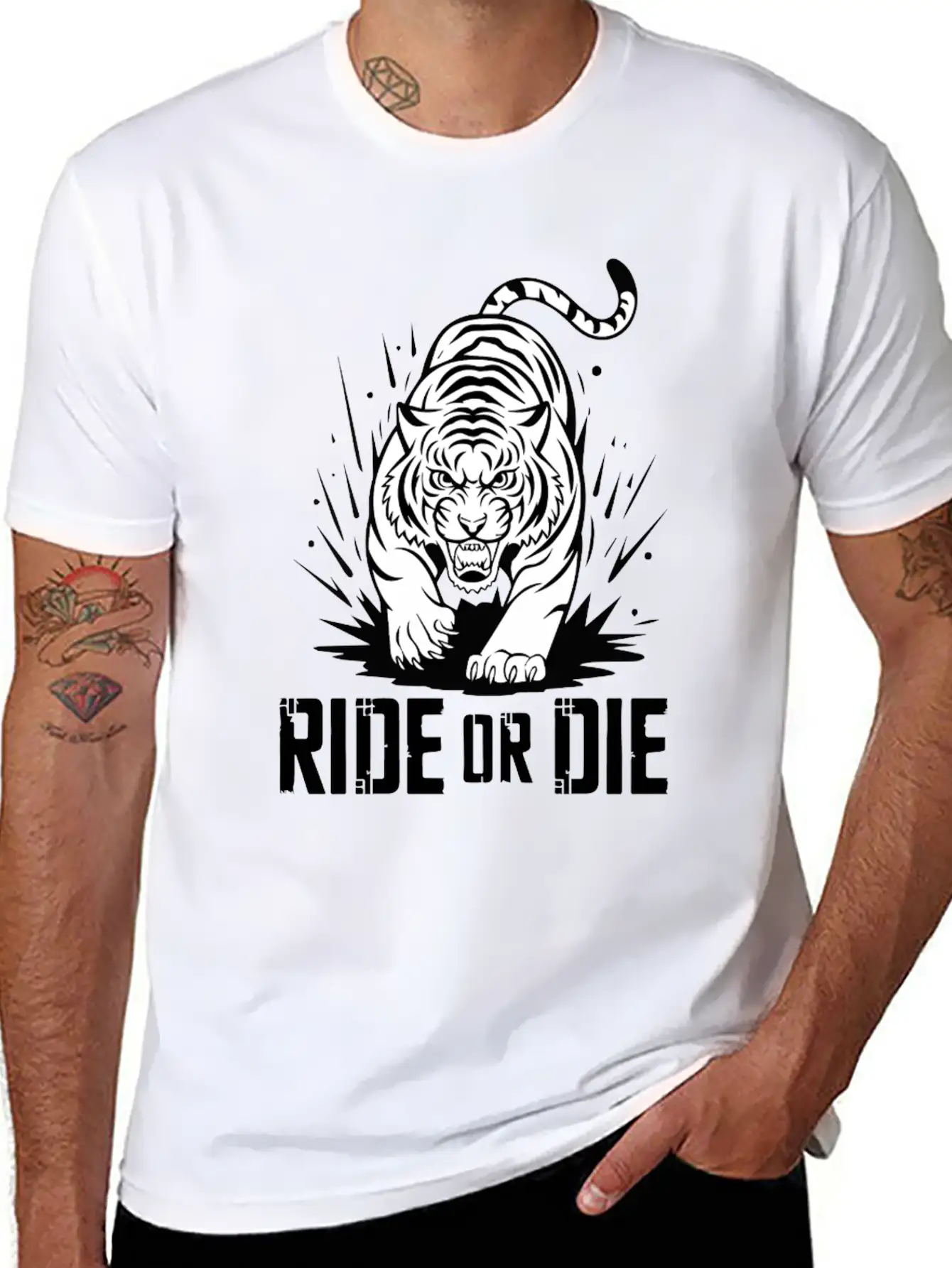 Ride Or Die Tiger: Fearless And Untamed Basic Graphic T-Shirt – Daily Comfort In Soft Cotton