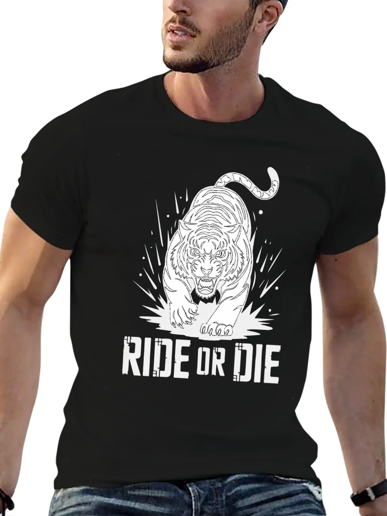 Ride Or Die Tiger: Fearless And Untamed Basic Graphic T-Shirt – Daily Comfort In Soft Cotton