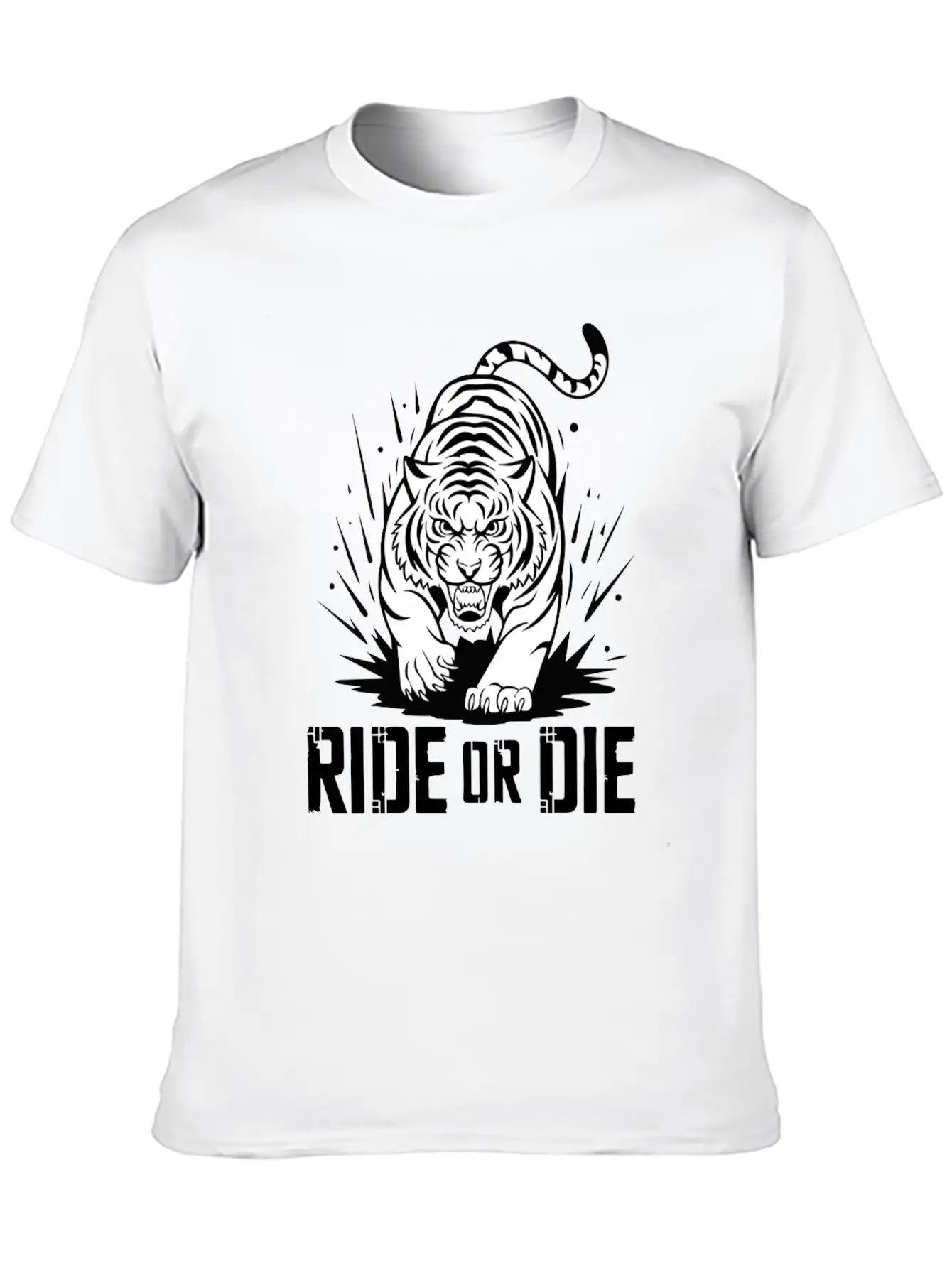 Ride Or Die Tiger: Fearless And Untamed Basic Graphic T-Shirt – Daily Comfort In Soft Cotton
