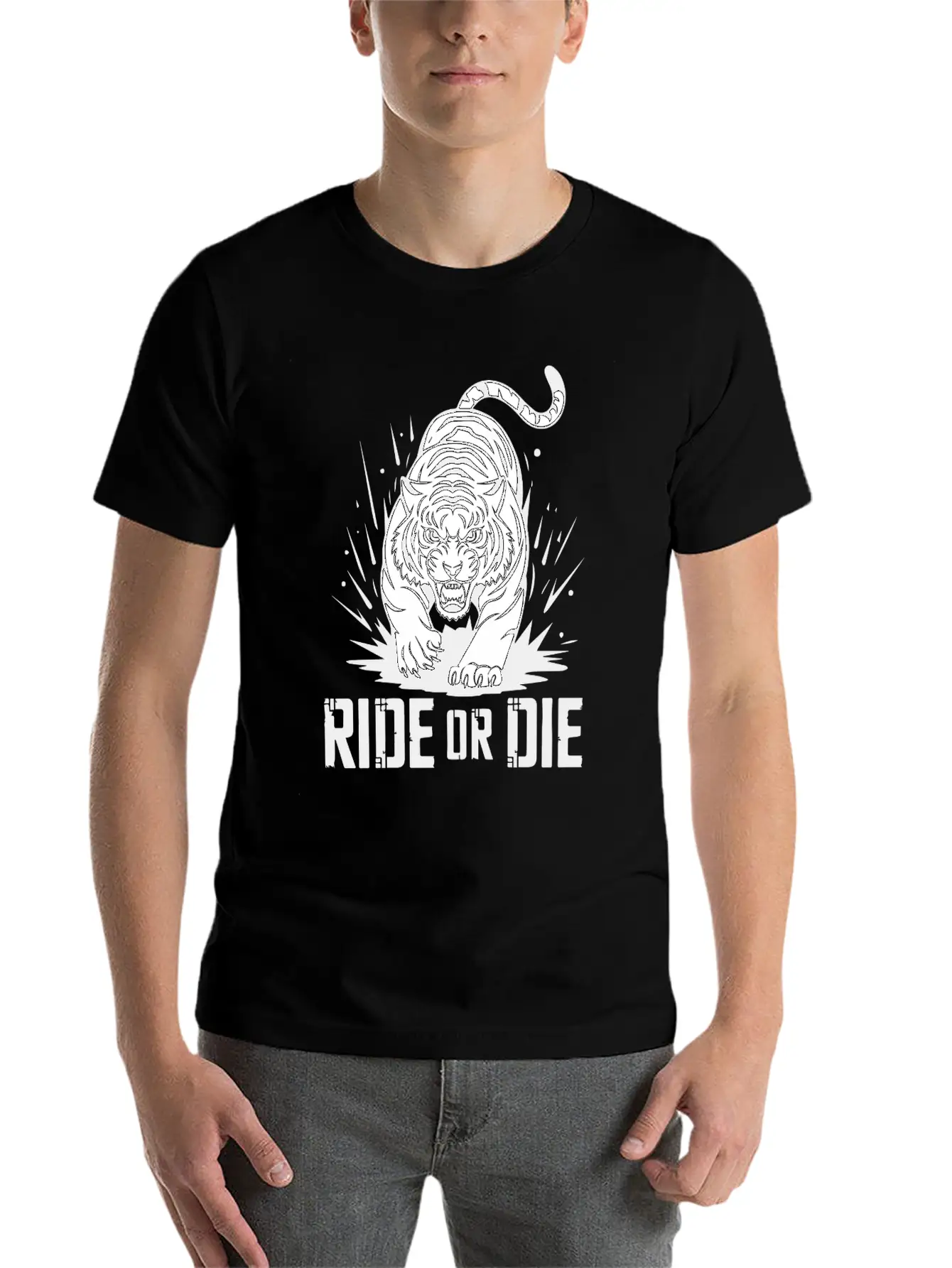Ride Or Die Tiger: Fearless And Untamed Basic Graphic T-Shirt – Daily Comfort In Soft Cotton
