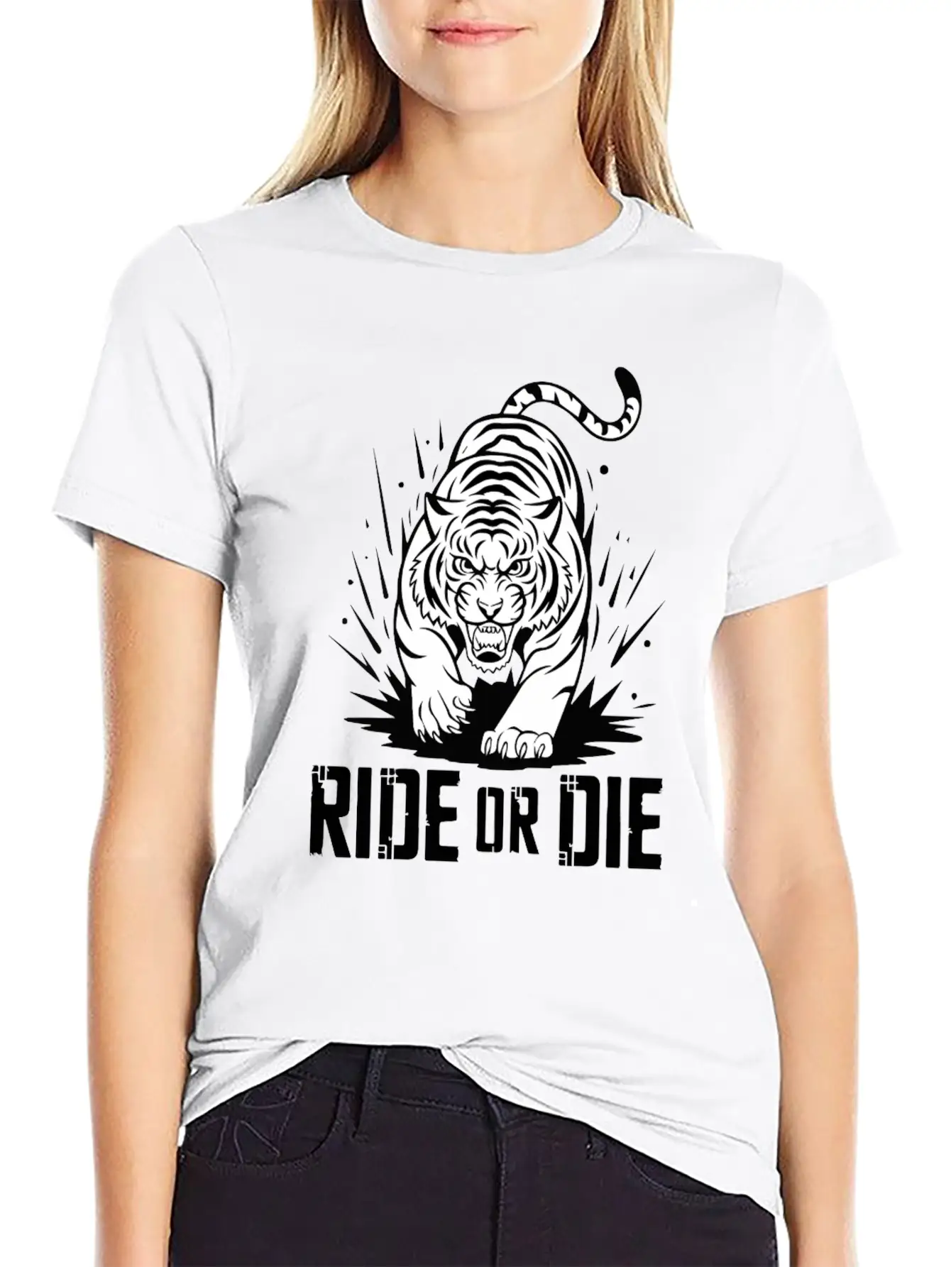 Ride Or Die Tiger: Fearless And Untamed Basic Graphic T-Shirt – Daily Comfort In Soft Cotton
